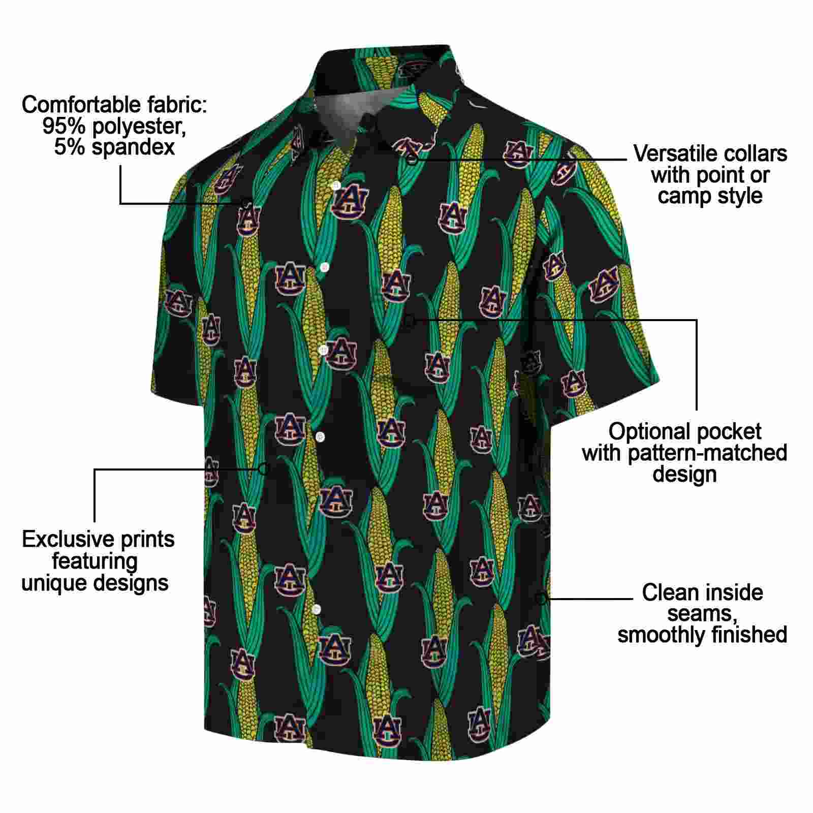 auburn tigers corn motifs black green hawaiian shirt new arrival