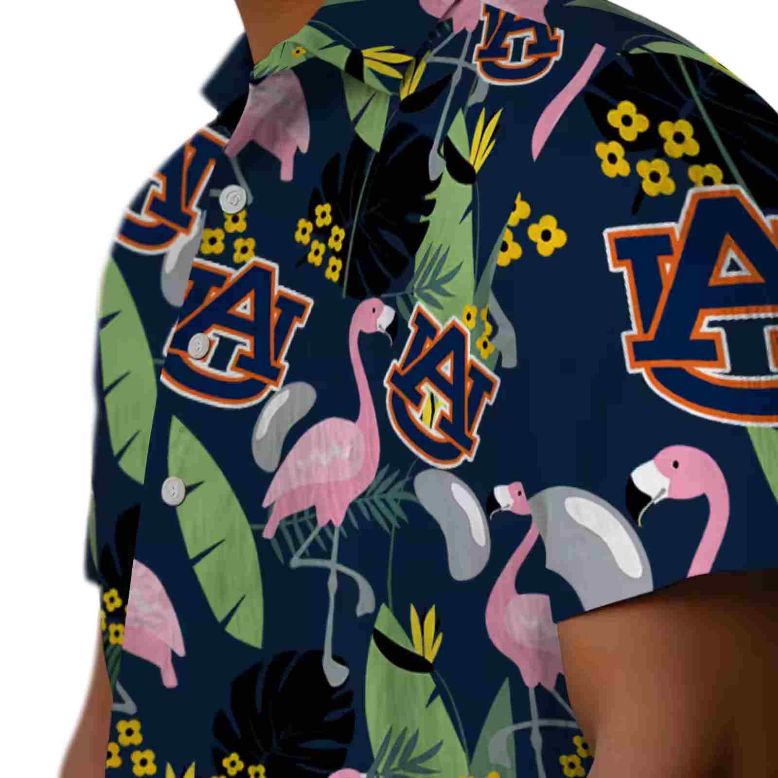 auburn tigers flamingo leaves navy blue hawaiian shirt trendy