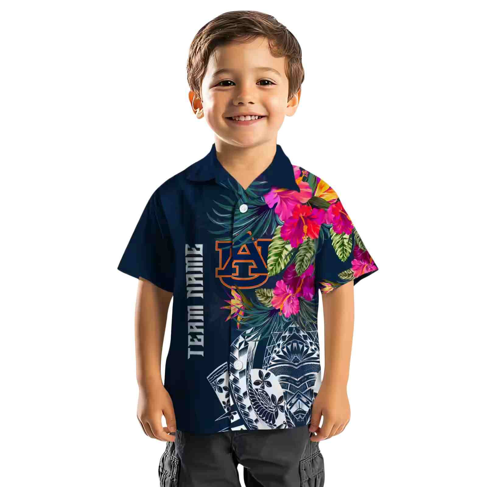 auburn tigers floral polynesian navy blue hawaiian shirt top rated