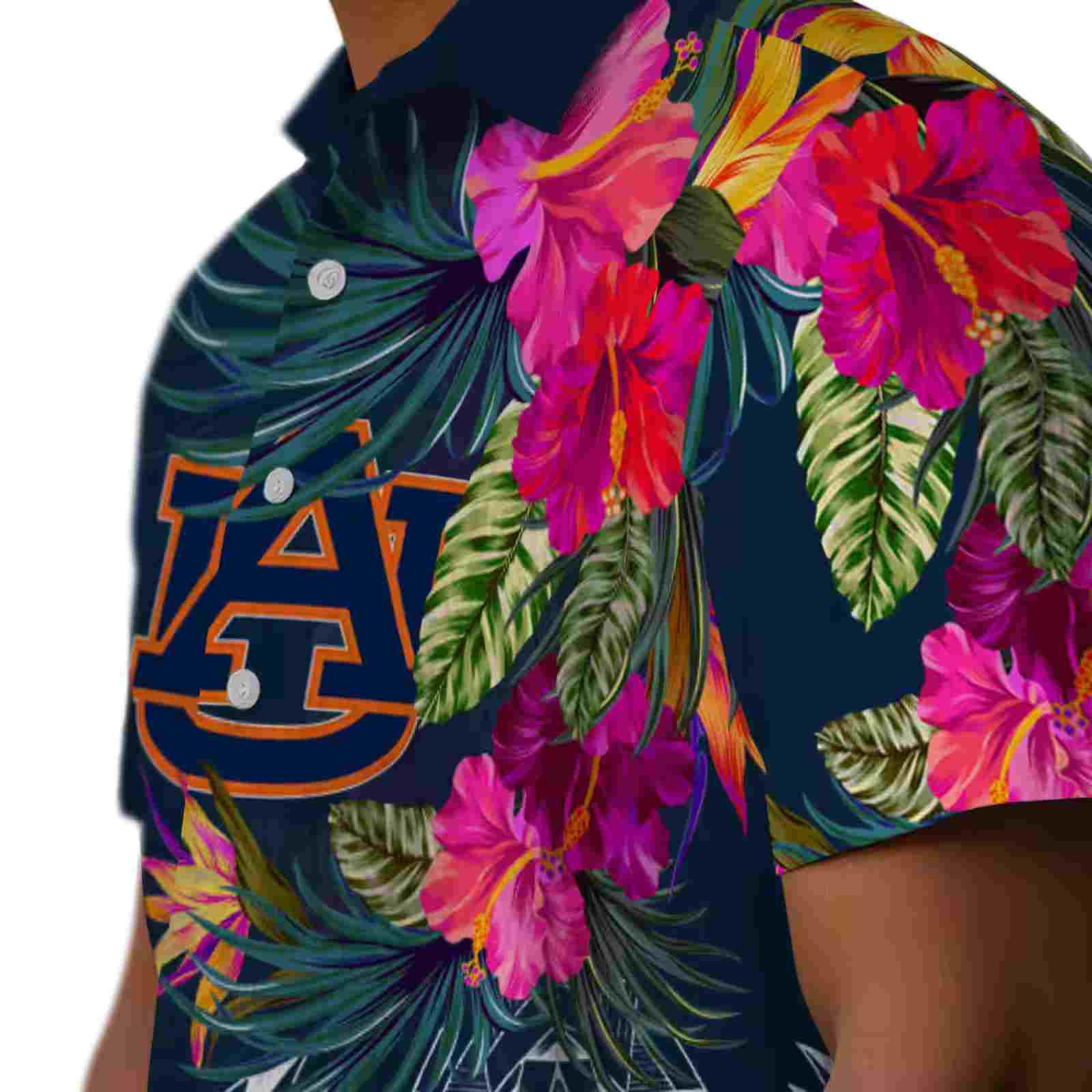 auburn tigers floral polynesian navy blue hawaiian shirt trendy