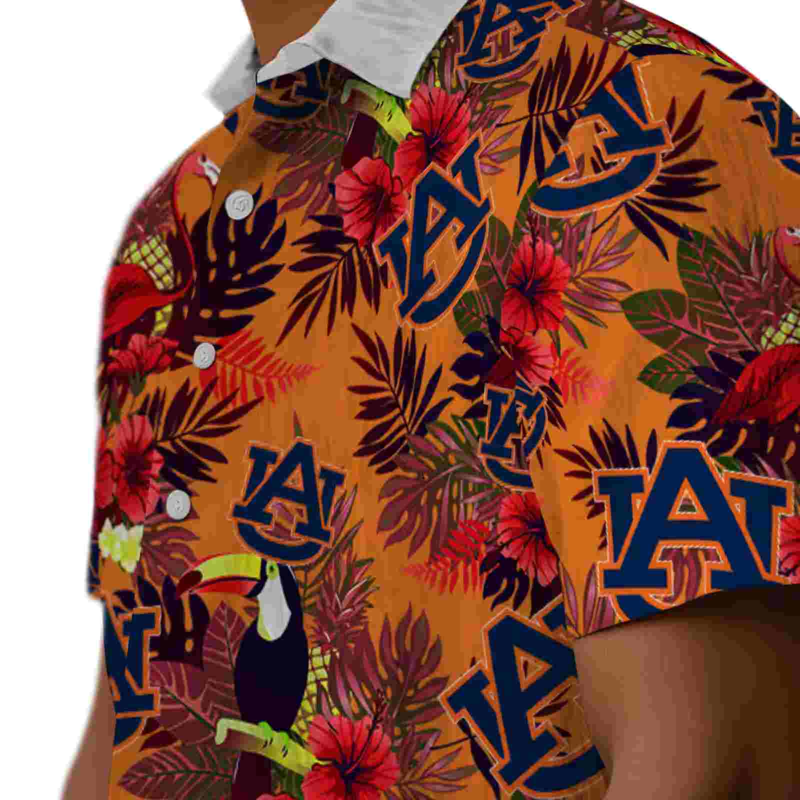 auburn tigers floral toucan navy blue red hawaiian shirt trendy