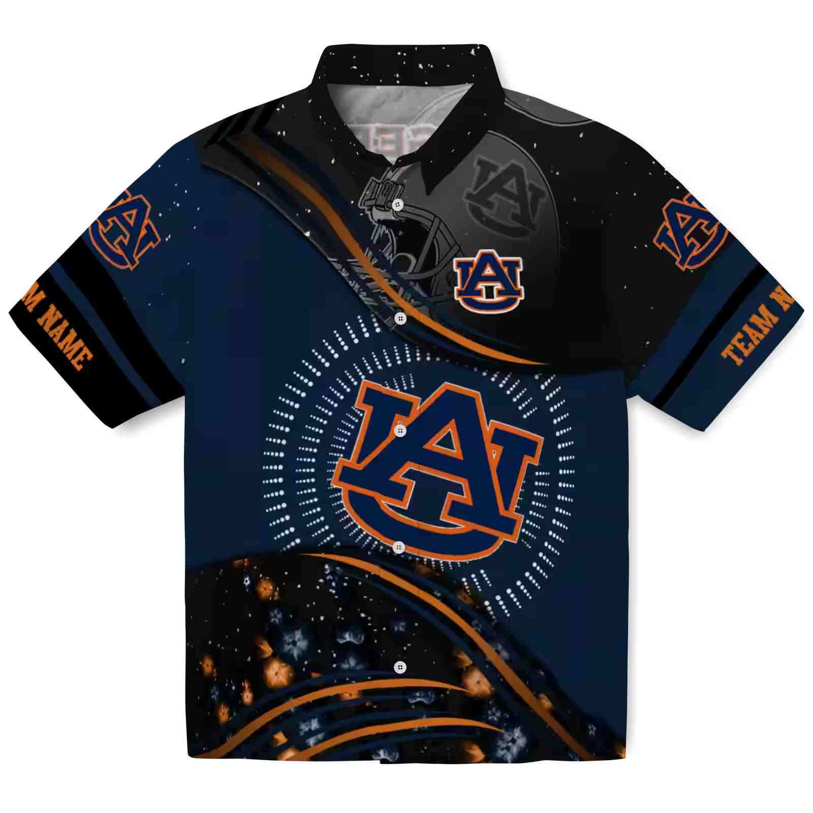 Auburn Tigers Football Wave Navy Blue Black Hawaiian Shirt