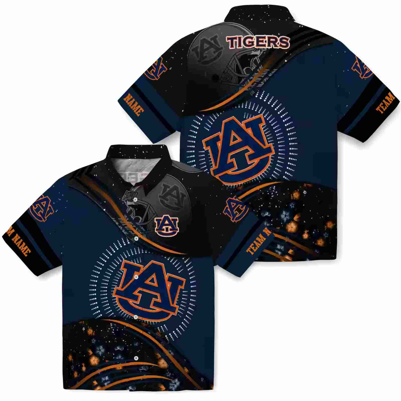 auburn tigers football wave navy blue black hawaiian shirt high quality