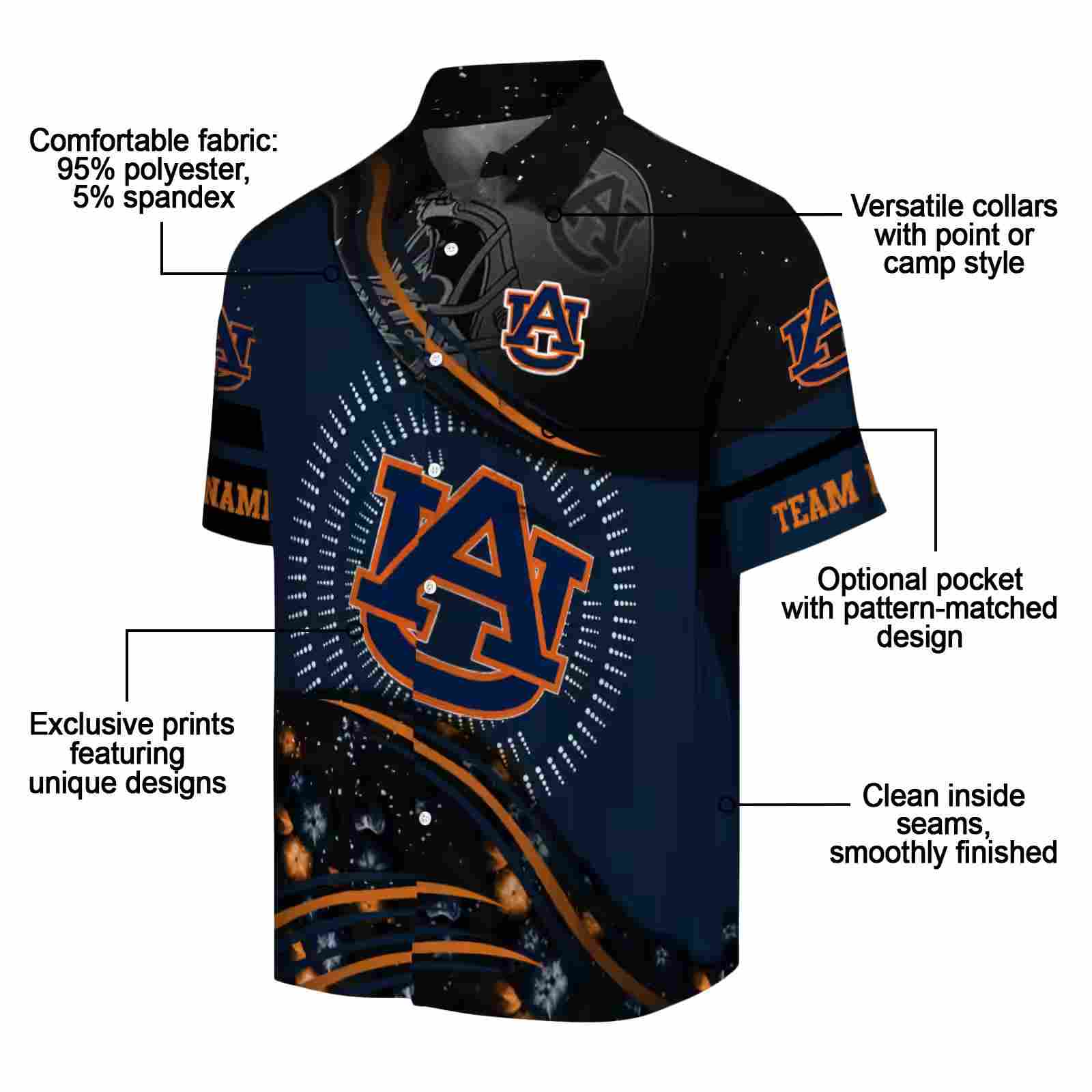 auburn tigers football wave navy blue black hawaiian shirt new arrival