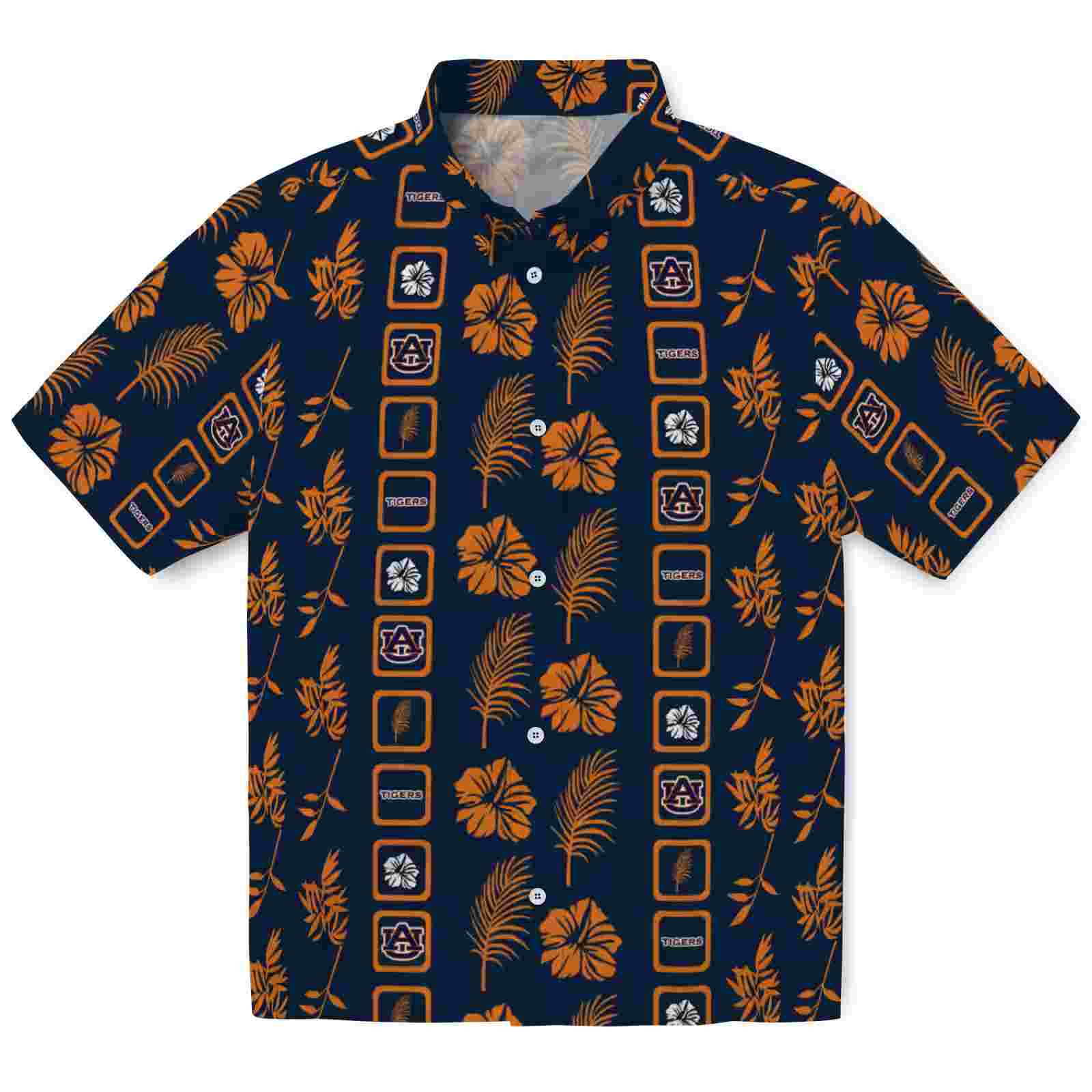 Auburn Tigers Framed Floral Navy Blue Hawaiian Shirt