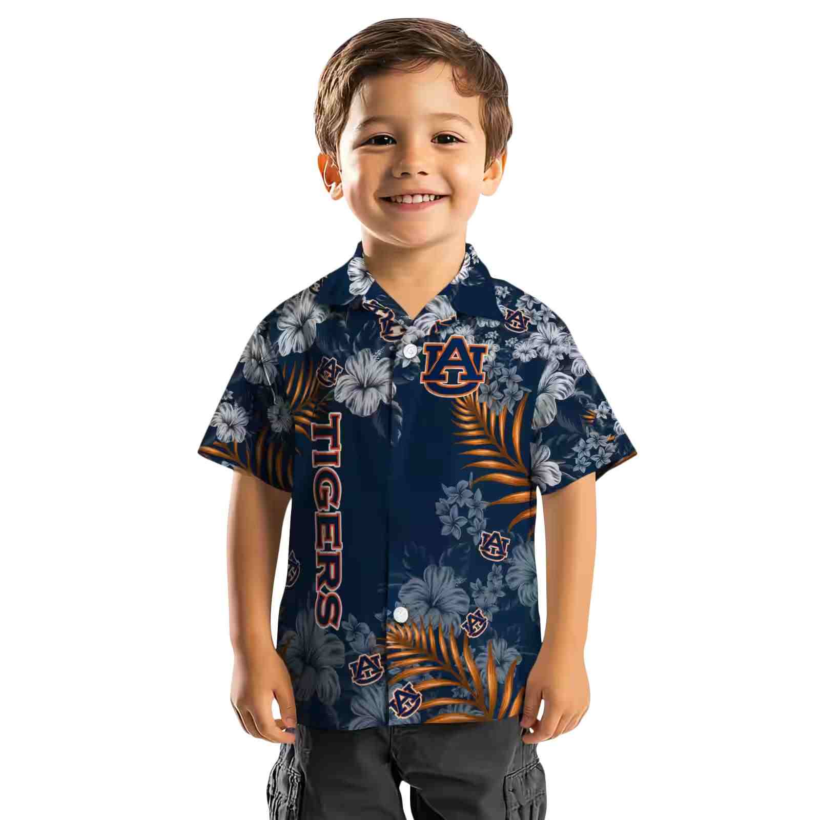 auburn tigers hibiscus print navy blue hawaiian shirt top rated