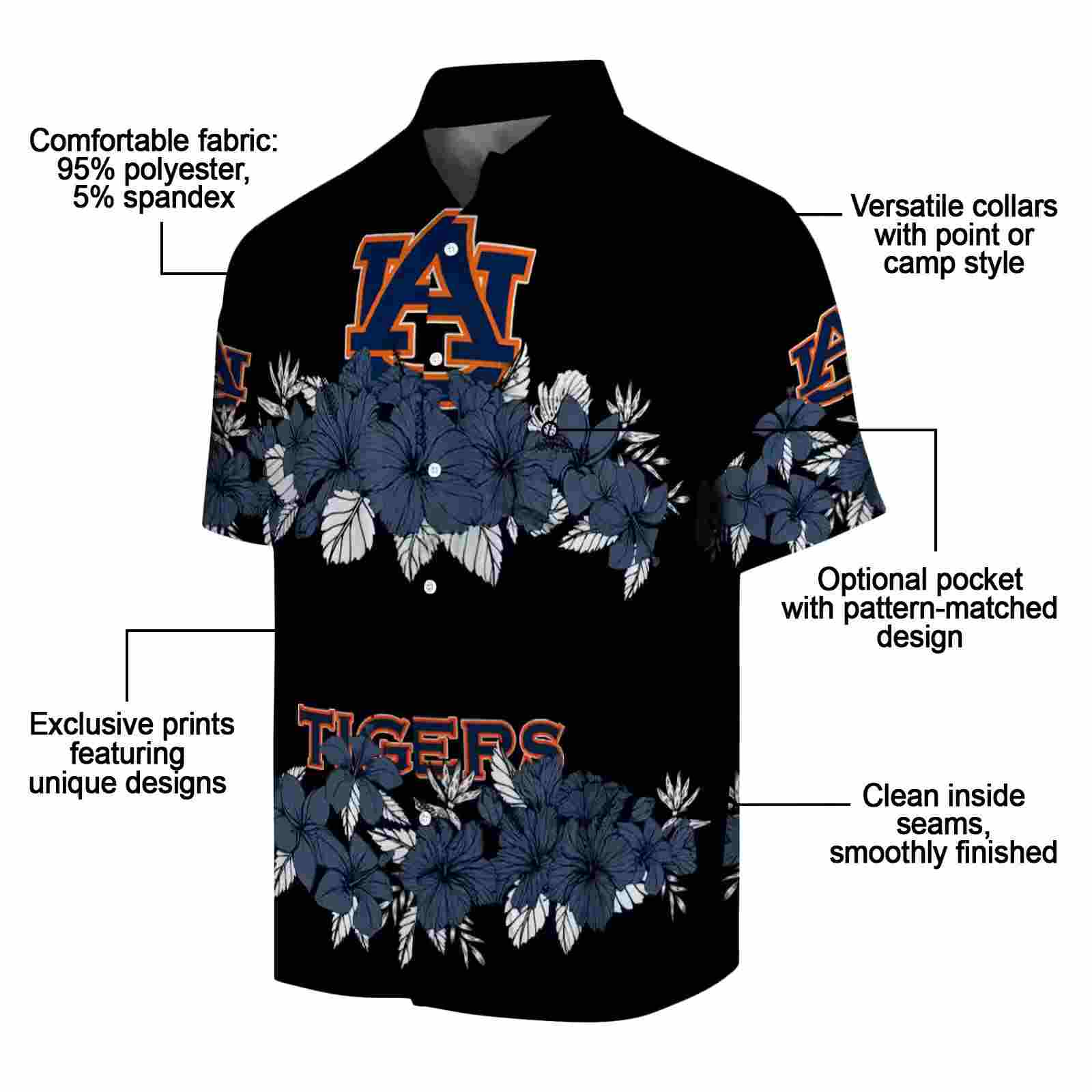 auburn tigers hibiscus stripe navy blue black hawaiian shirt new arrival