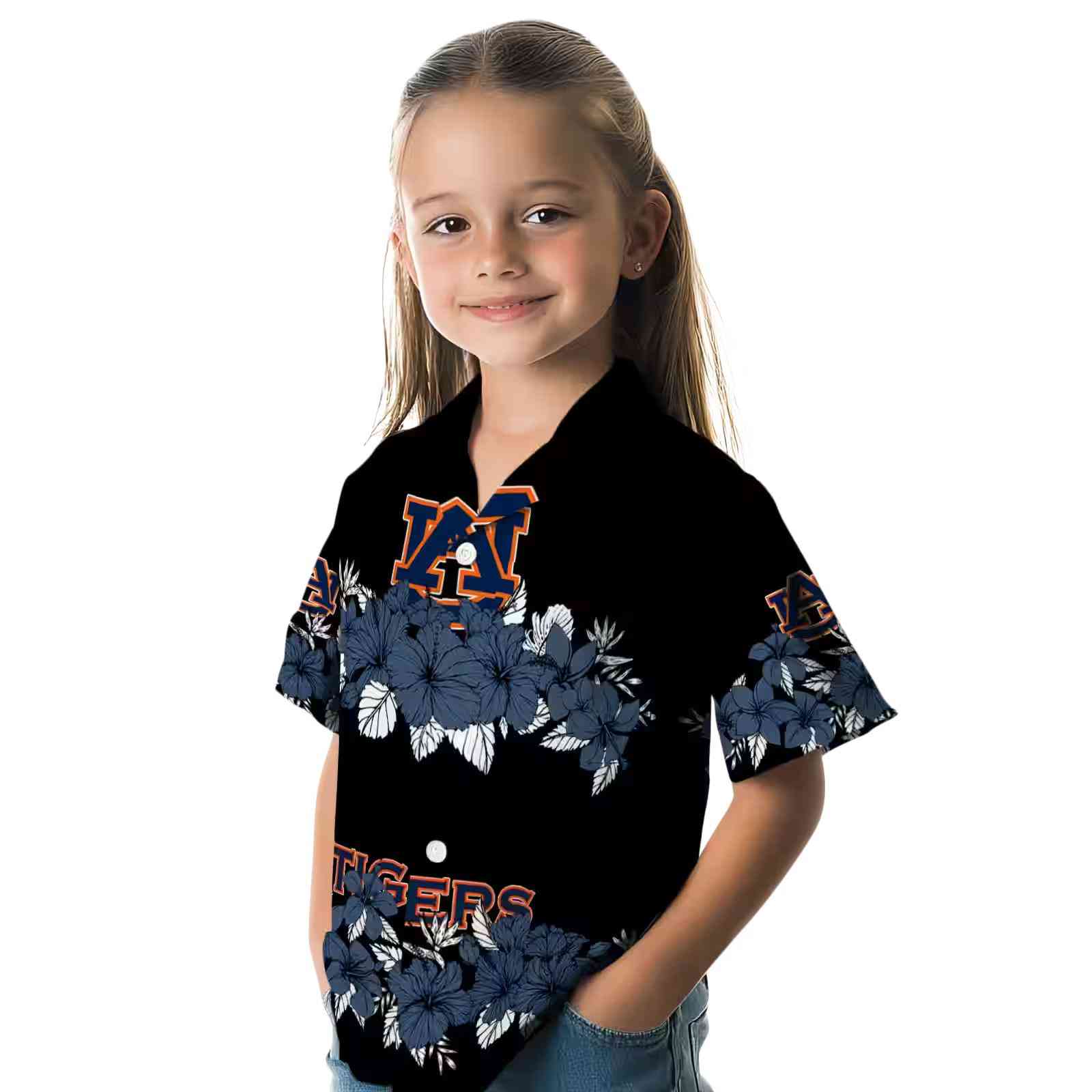 auburn tigers hibiscus stripe navy blue black hawaiian shirt premium grade