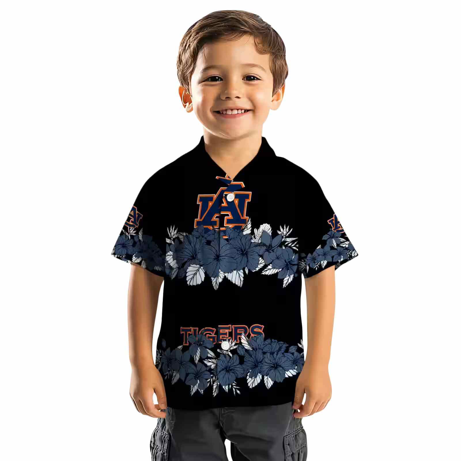 auburn tigers hibiscus stripe navy blue black hawaiian shirt top rated