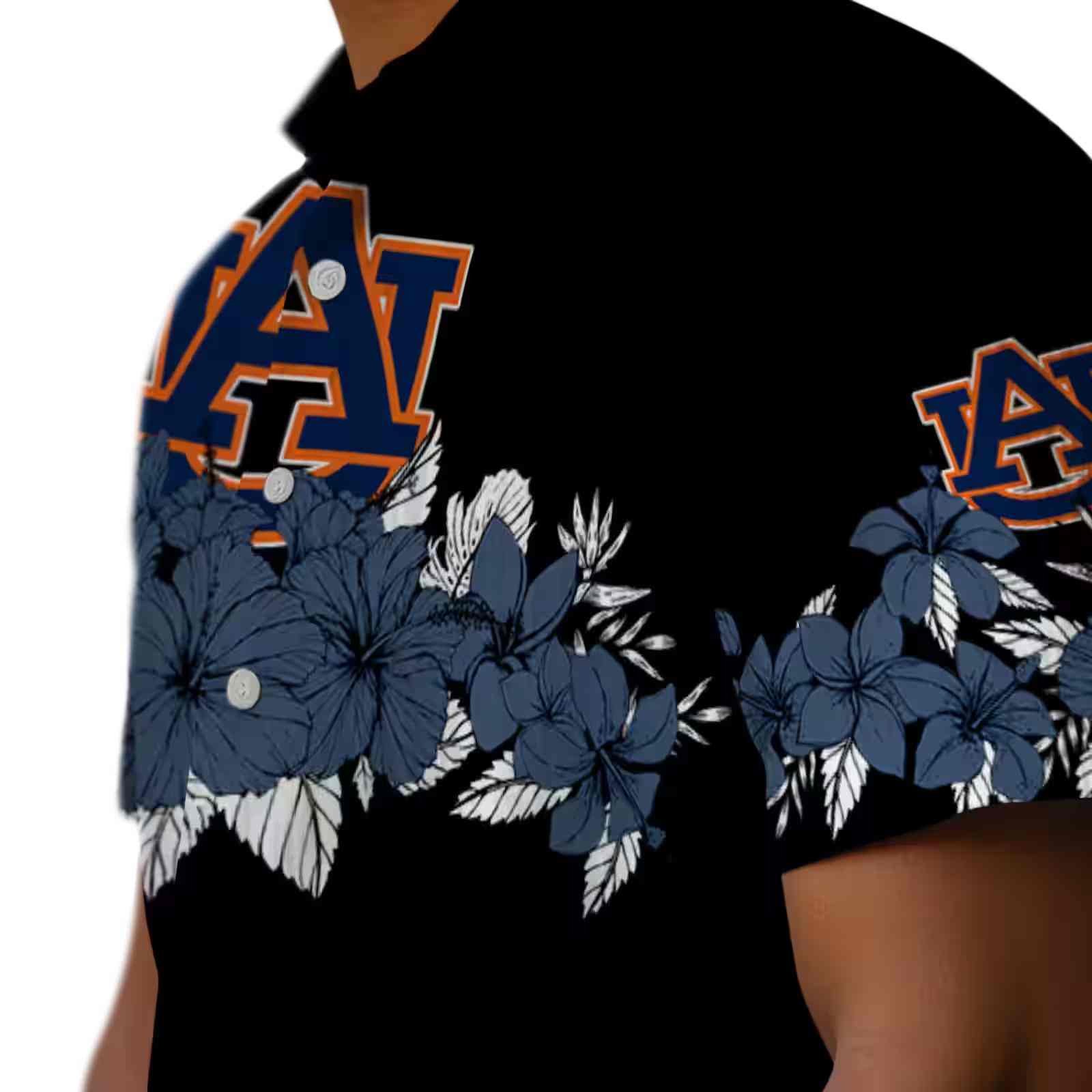 auburn tigers hibiscus stripe navy blue black hawaiian shirt trendy