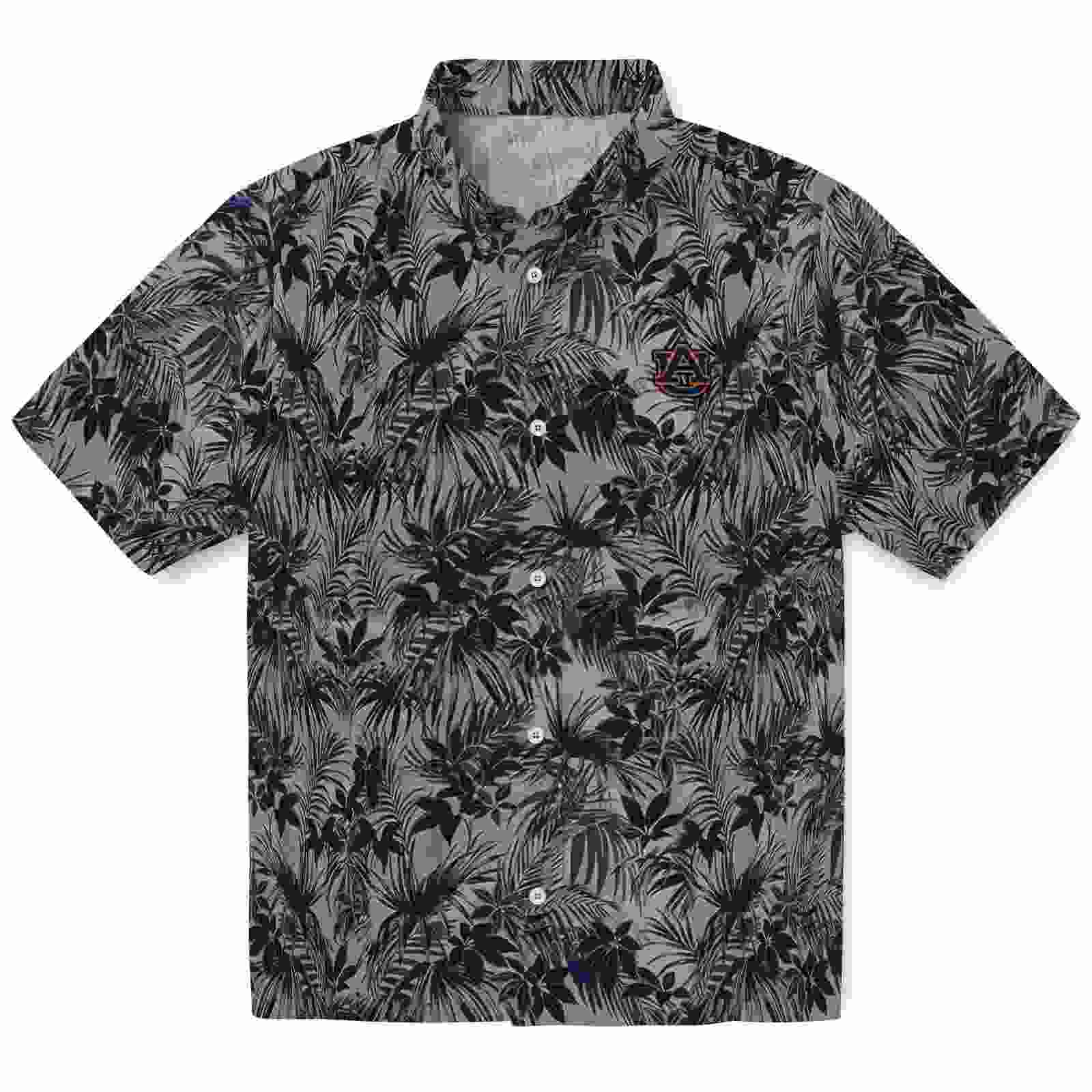 Auburn Tigers Leafy Pattern Navy Blue Hawaiian Shirt