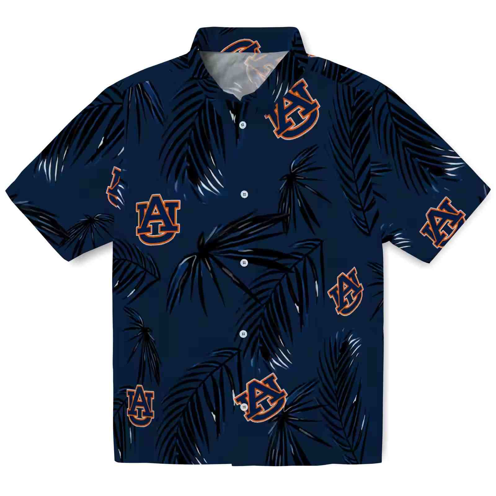 Auburn Tigers Palm Leaf Navy Blue Hawaiian Shirt