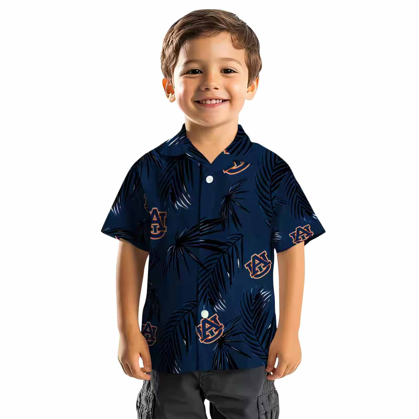 auburn tigers palm leaf navy blue hawaiian shirt top rated