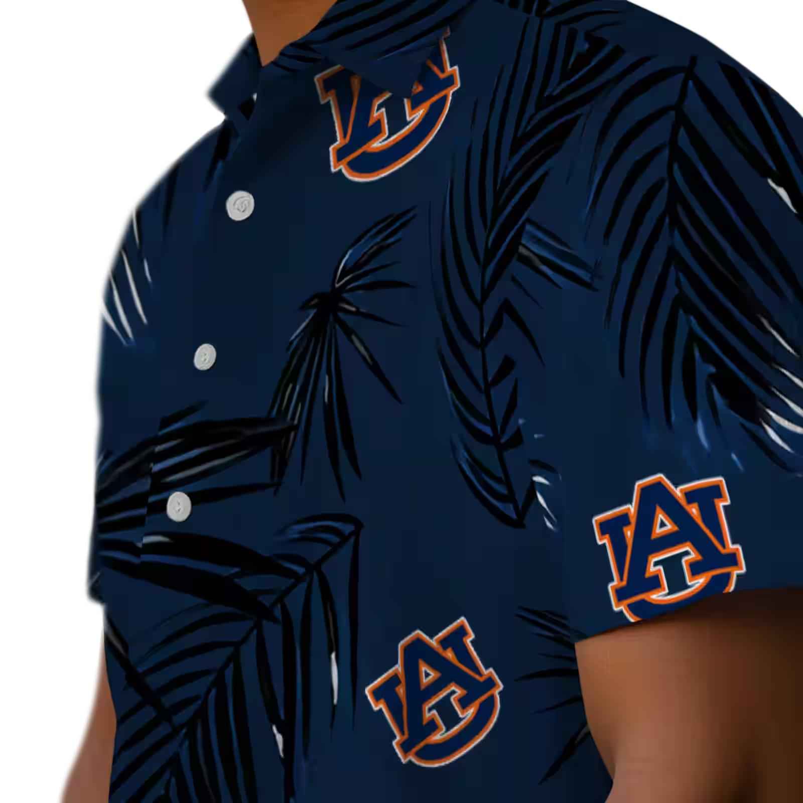 auburn tigers palm leaf navy blue hawaiian shirt trendy