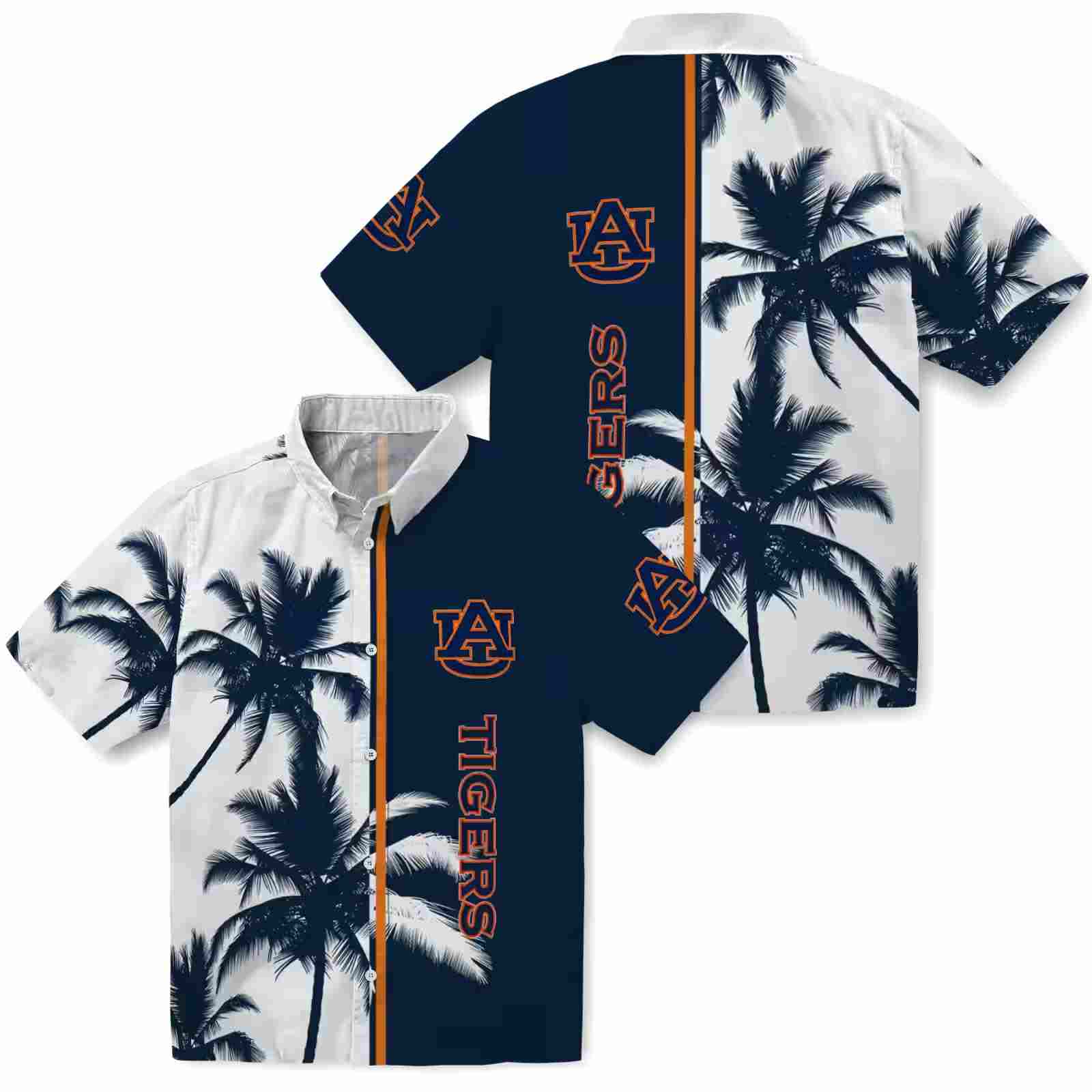 auburn tigers palm trees navy blue white hawaiian shirt high quality