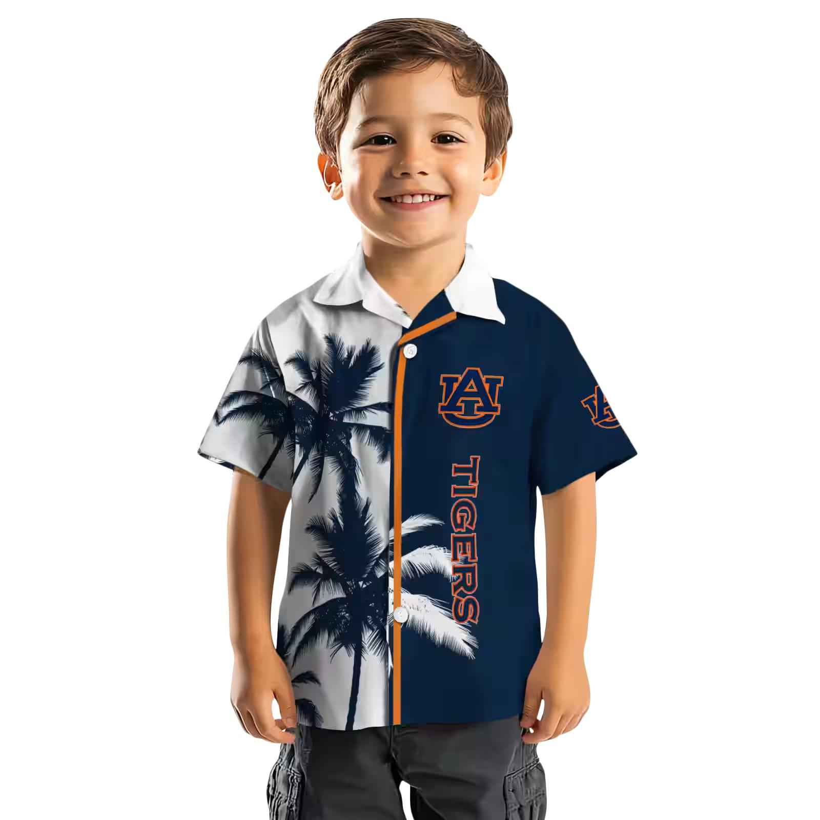 auburn tigers palm trees navy blue white hawaiian shirt top rated