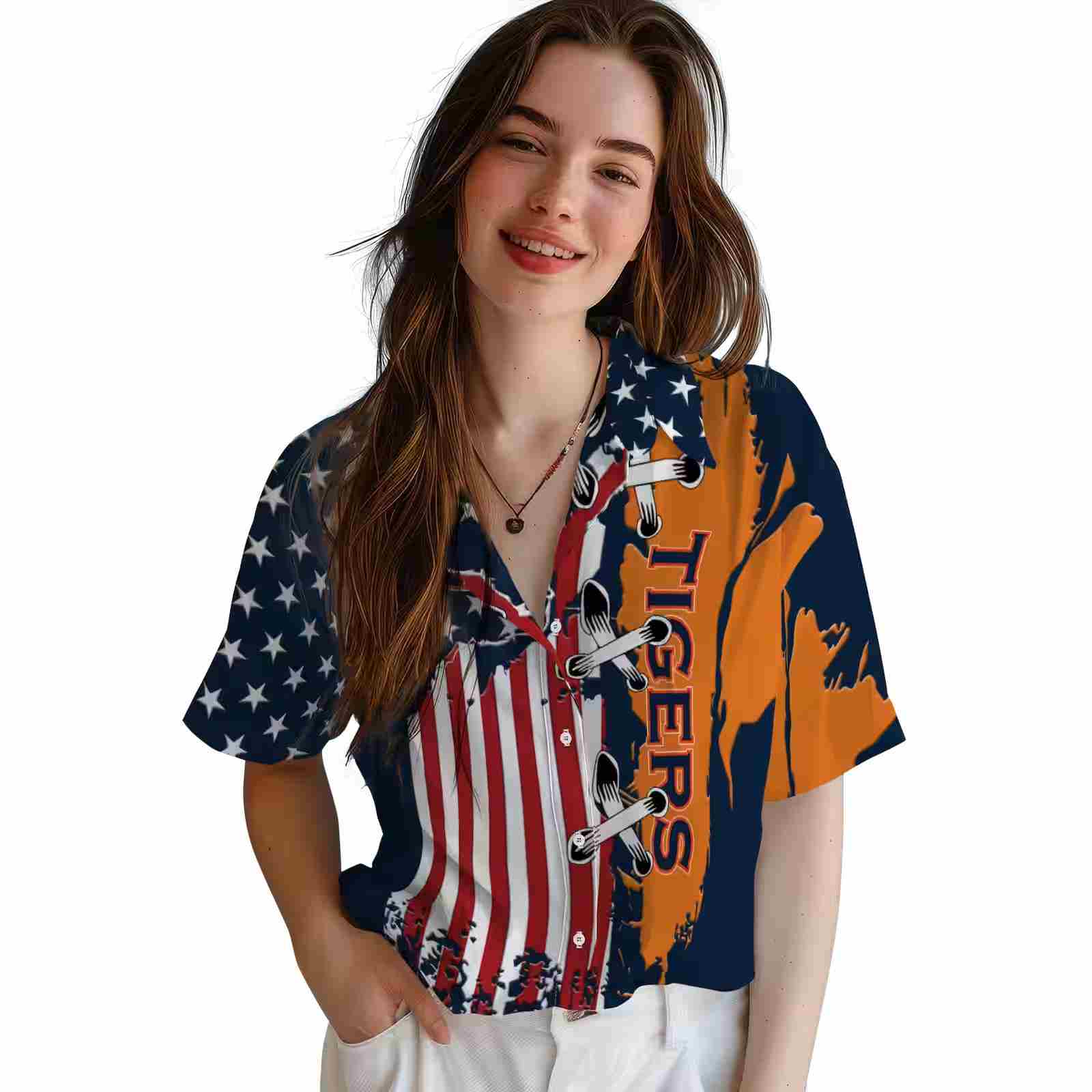 auburn tigers stitched flag navy blue hawaiian shirt latest model