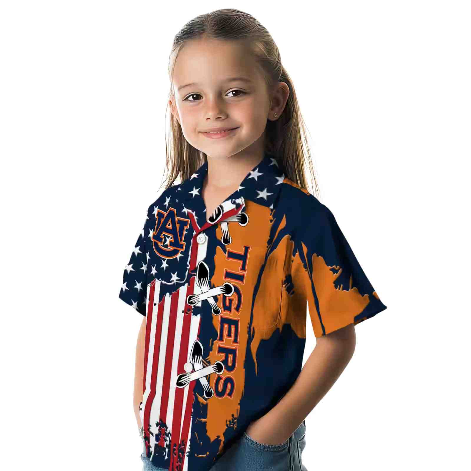 auburn tigers stitched flag navy blue hawaiian shirt premium grade