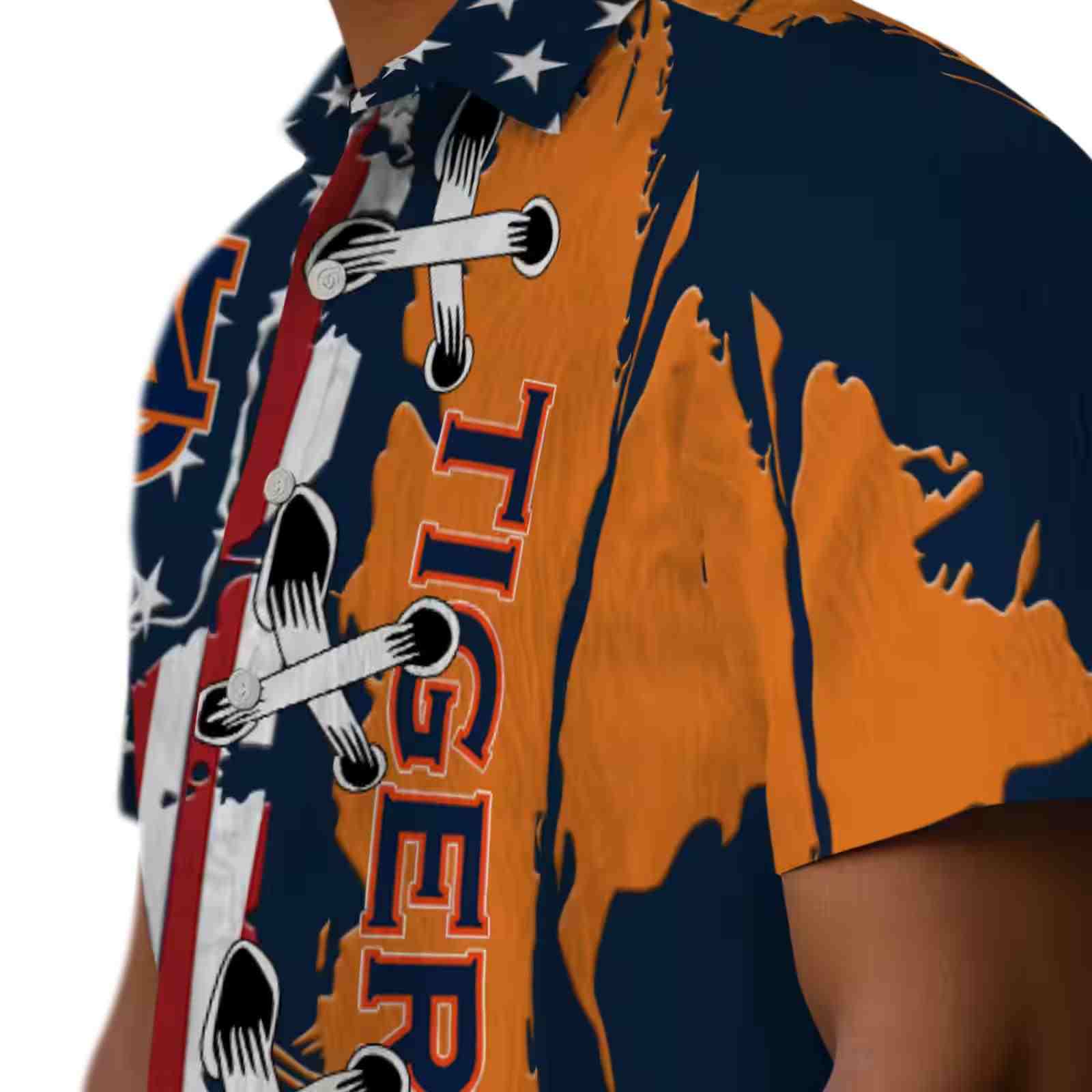 auburn tigers stitched flag navy blue hawaiian shirt trendy