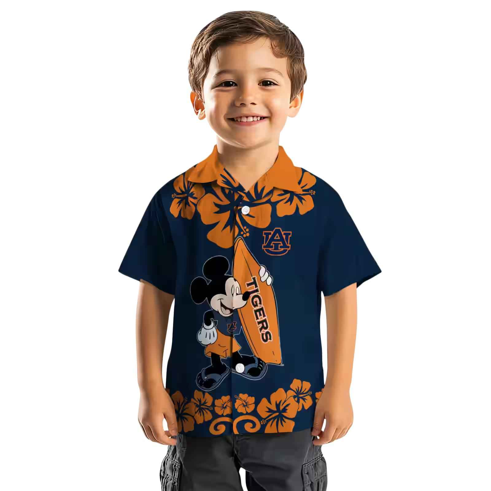 auburn tigers surfing mickey navy blue hawaiian shirt top rated