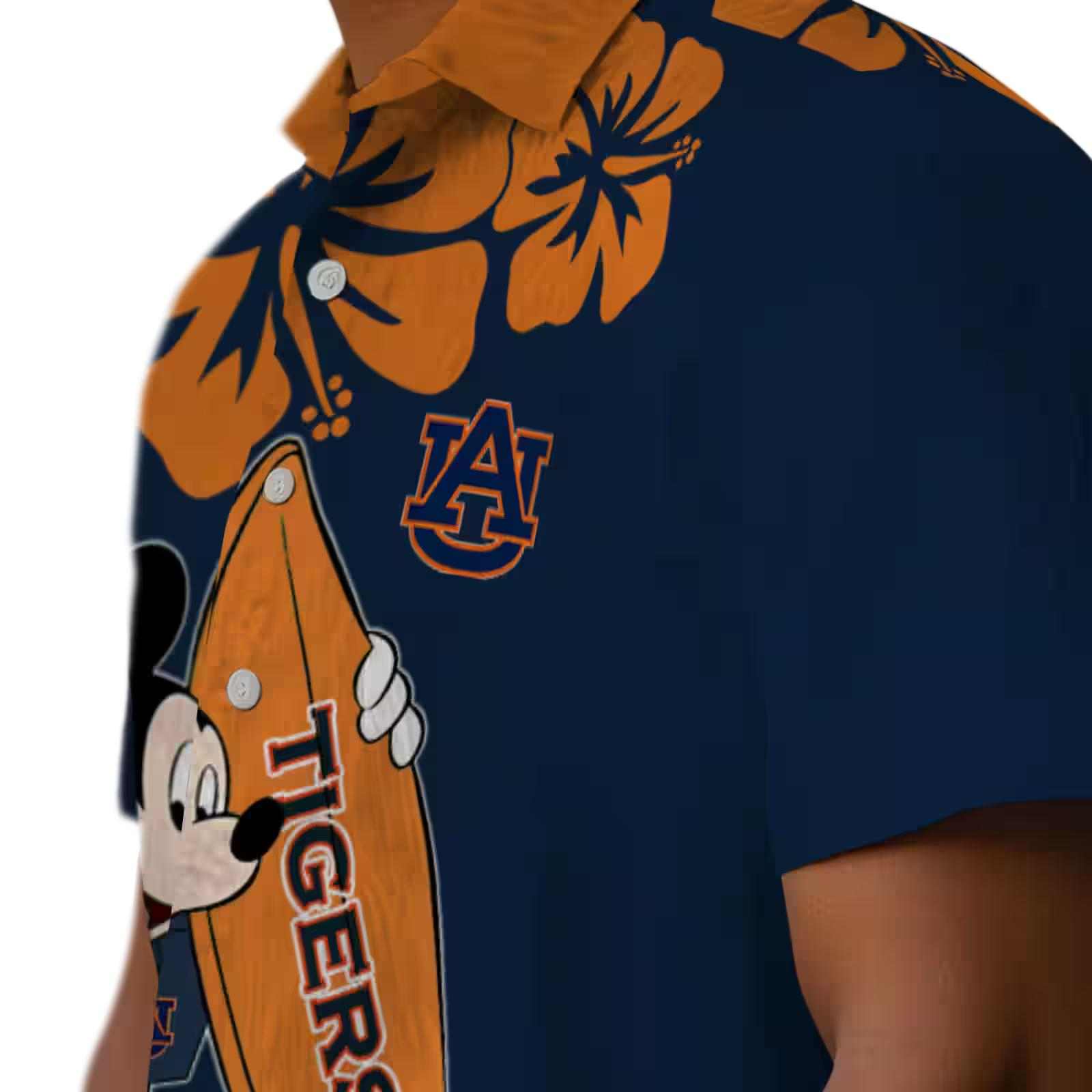 auburn tigers surfing mickey navy blue hawaiian shirt trendy