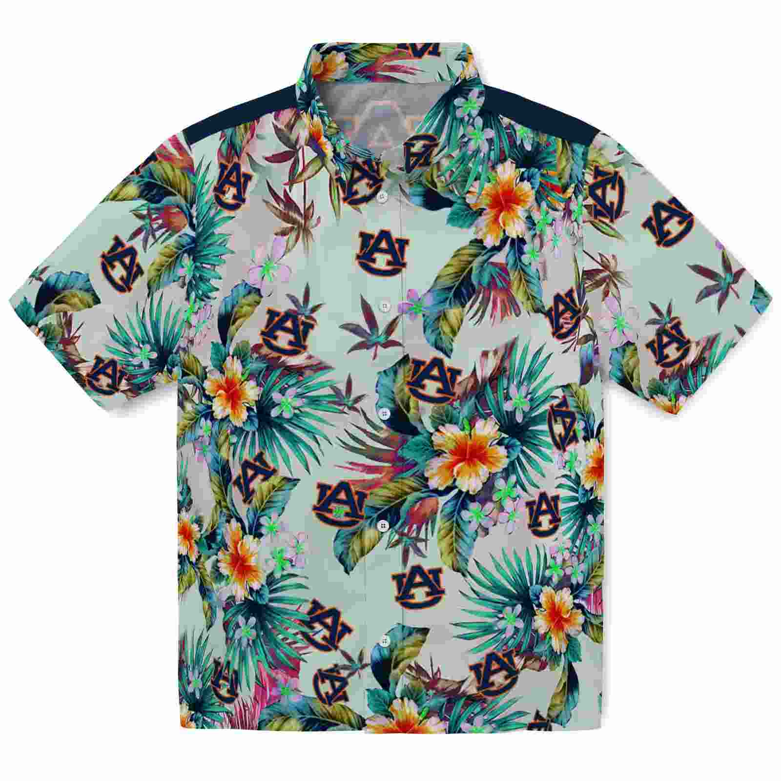 Auburn Tigers Tropical Foliage Green Hawaiian Shirt