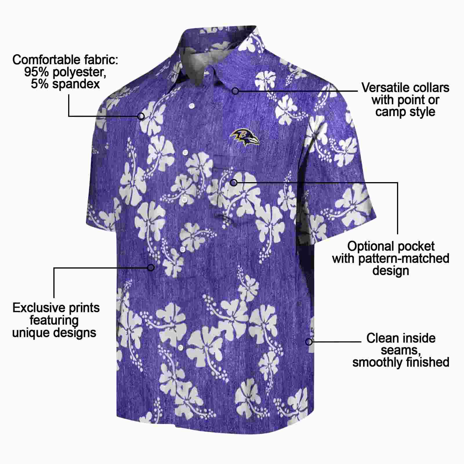 baltimore ravens hibiscus clusters purple hawaiian shirt new arrival