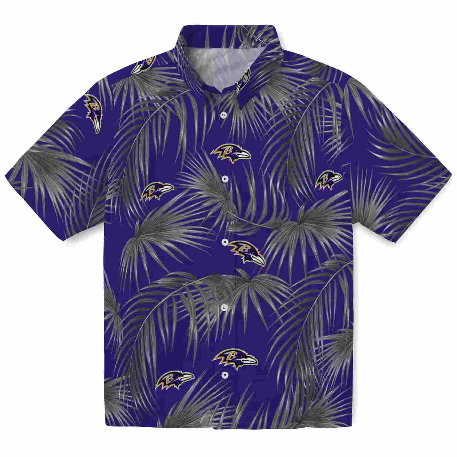 Baltimore Ravens Leafy Palms Purple Hawaiian Shirt