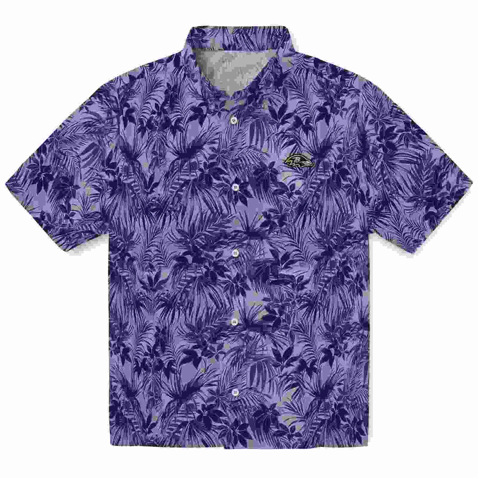 Baltimore Ravens Leafy Pattern Purple Hawaiian Shirt