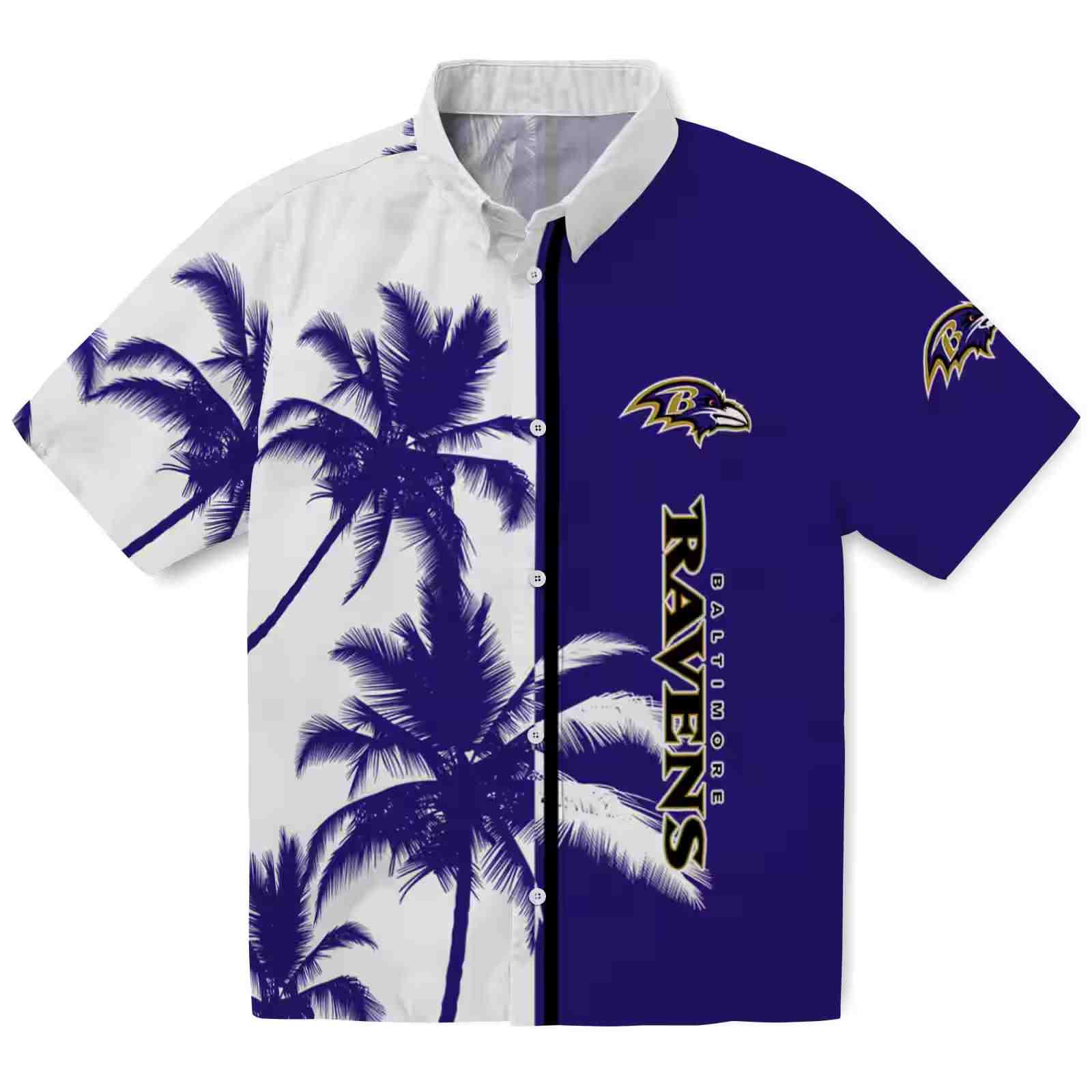 Baltimore Ravens Palm Trees Purple White Hawaiian Shirt