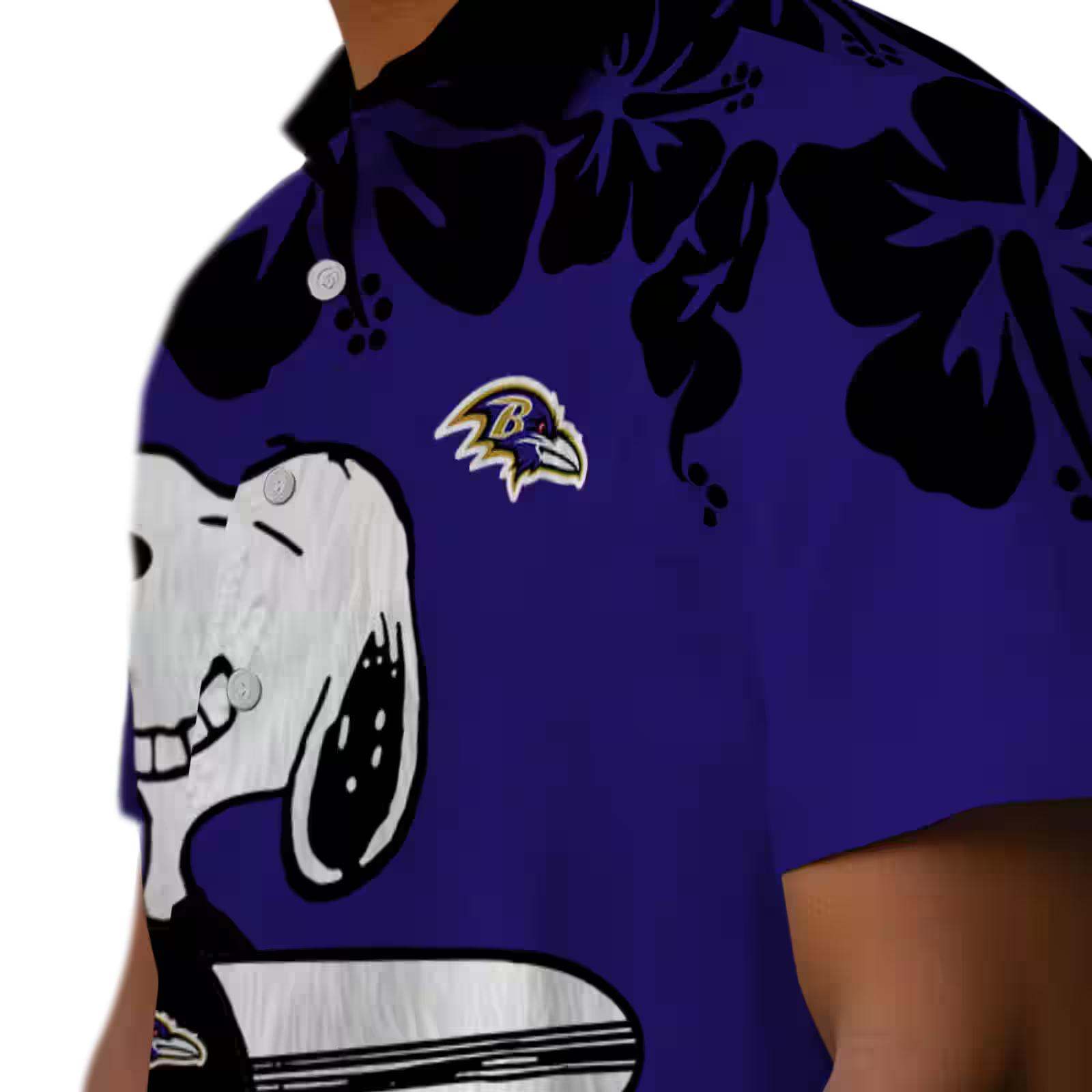 baltimore ravens snoopy surf purple white hawaiian shirt trendy