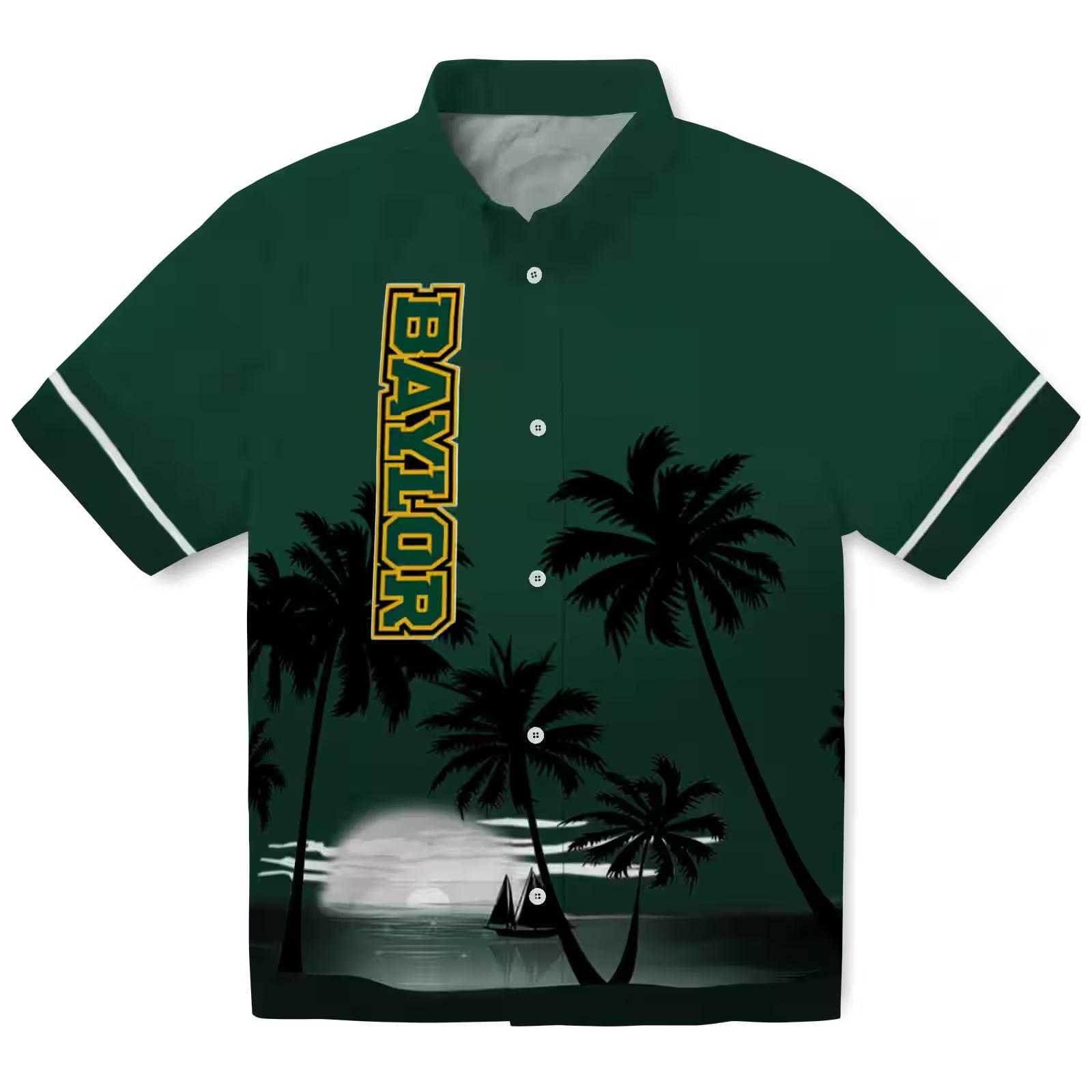 Baylor Bears Beach Sunset Green Black Hawaiian Shirt