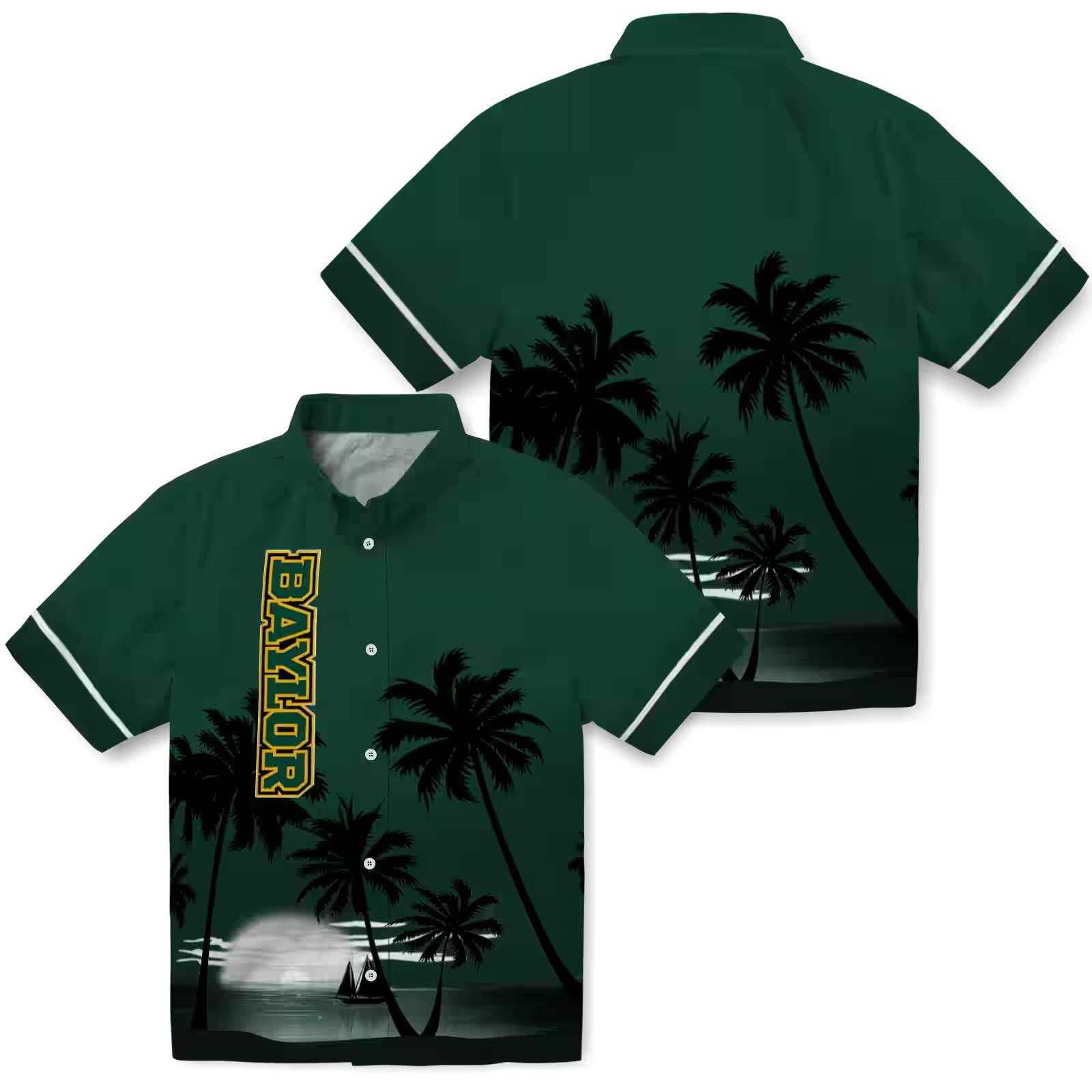 baylor bears beach sunset green black hawaiian shirt high quality