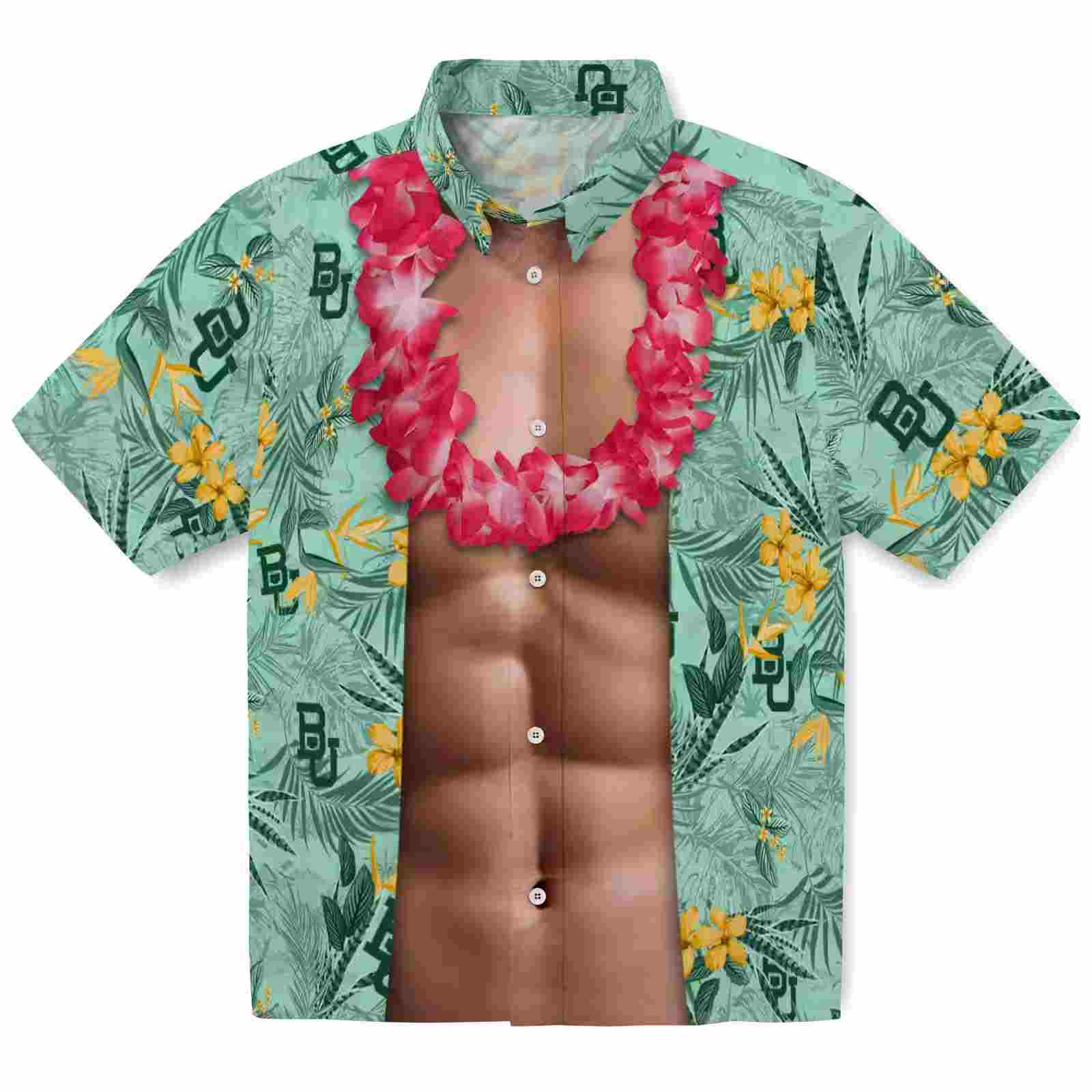 Baylor Bears Chest Illusion Green Hawaiian Shirt