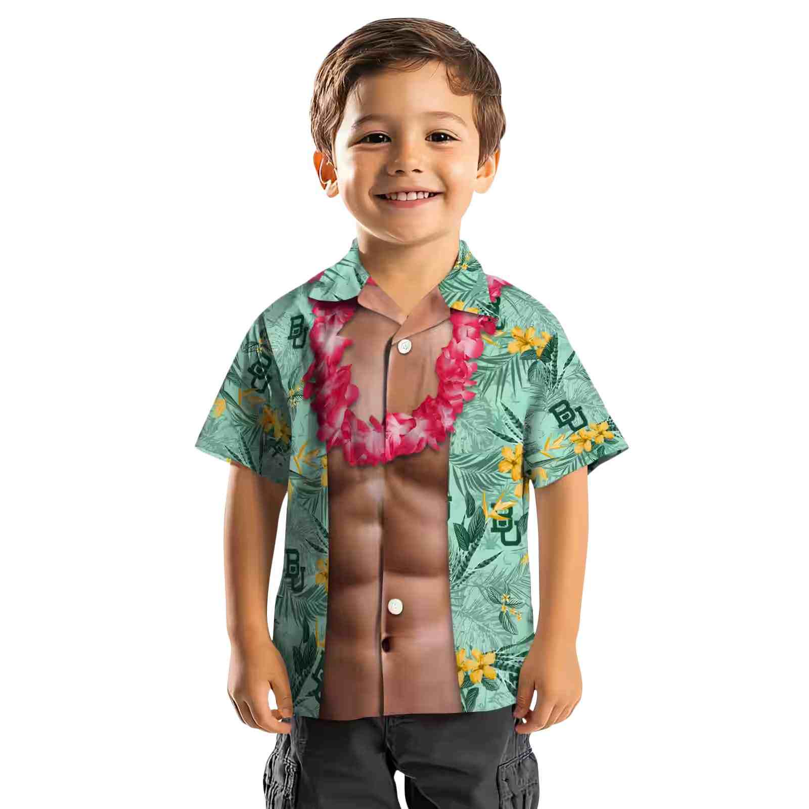 baylor bears chest illusion green hawaiian shirt top rated