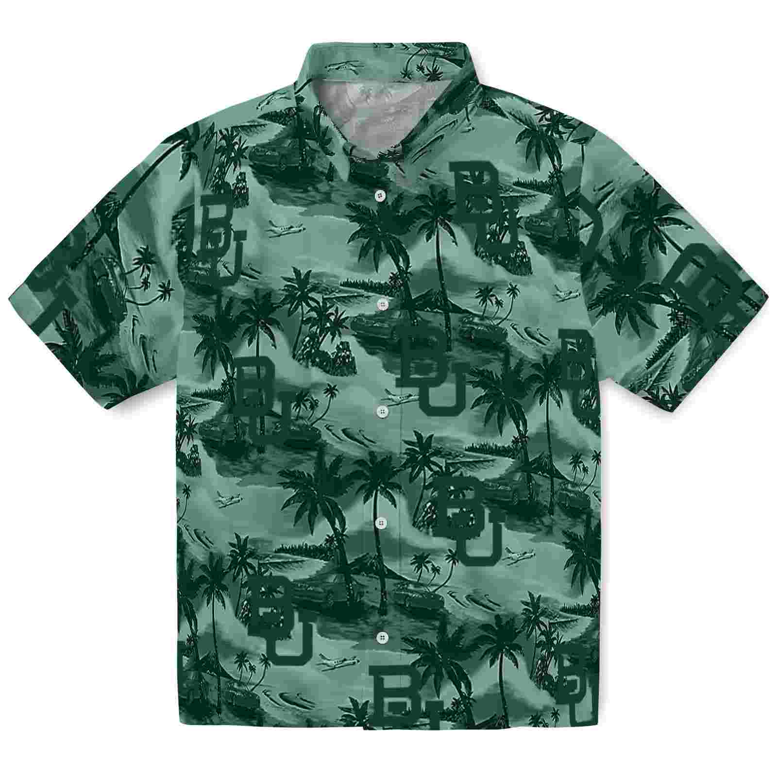 Baylor Bears Coastal Palms Green Hawaiian Shirt