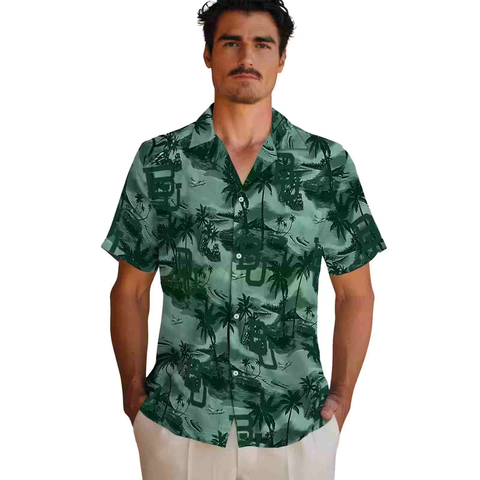 baylor bears coastal palms green hawaiian shirt fashion forward