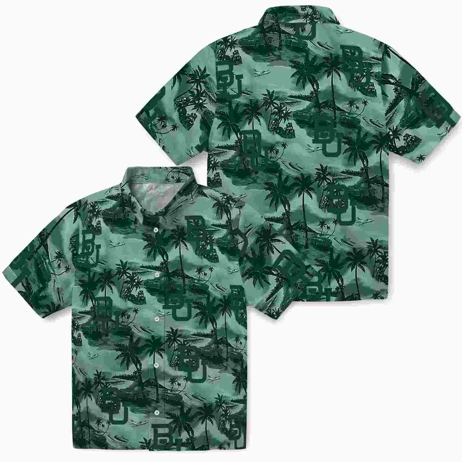 baylor bears coastal palms green hawaiian shirt high quality