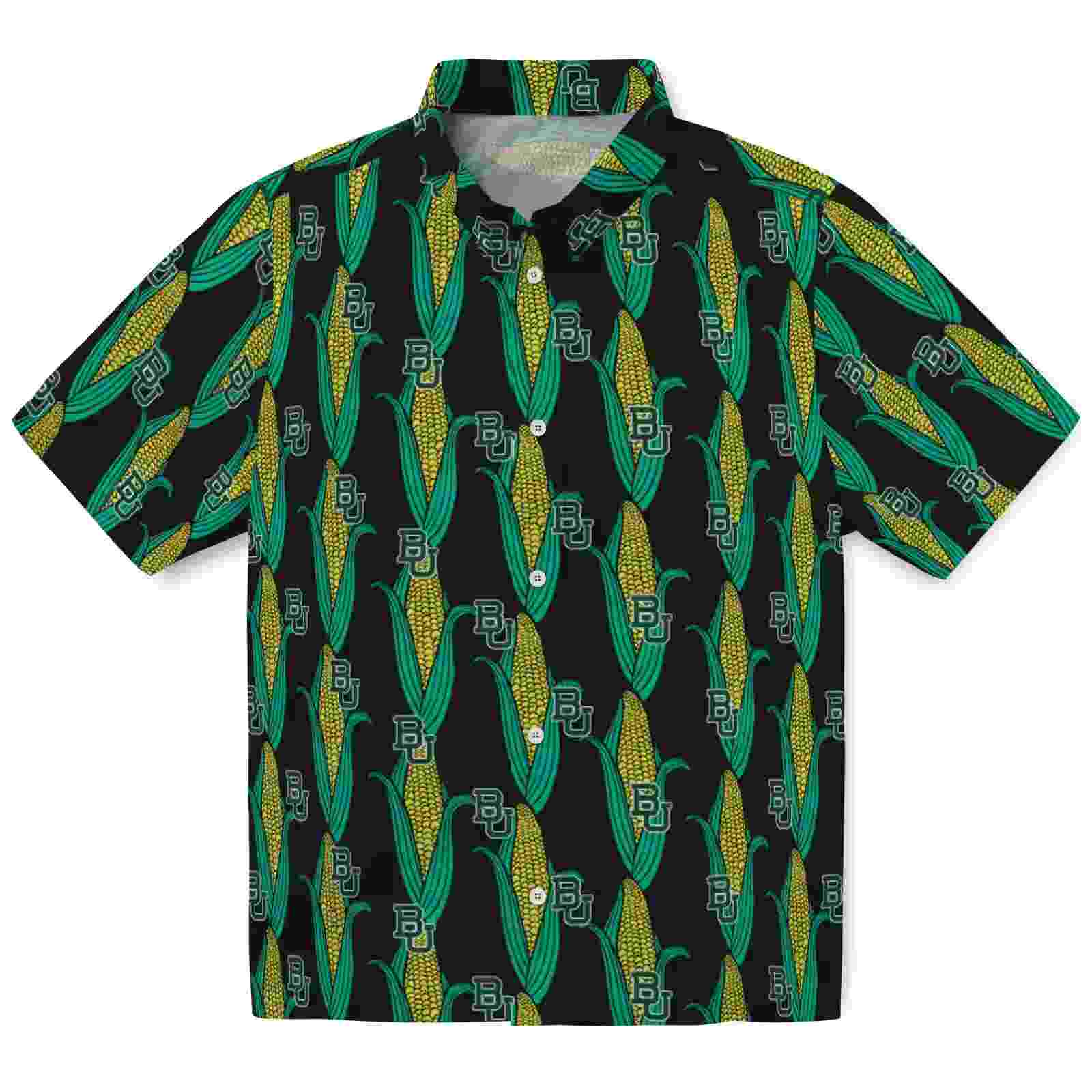 Baylor Bears Corn Motifs Black Green Hawaiian Shirt