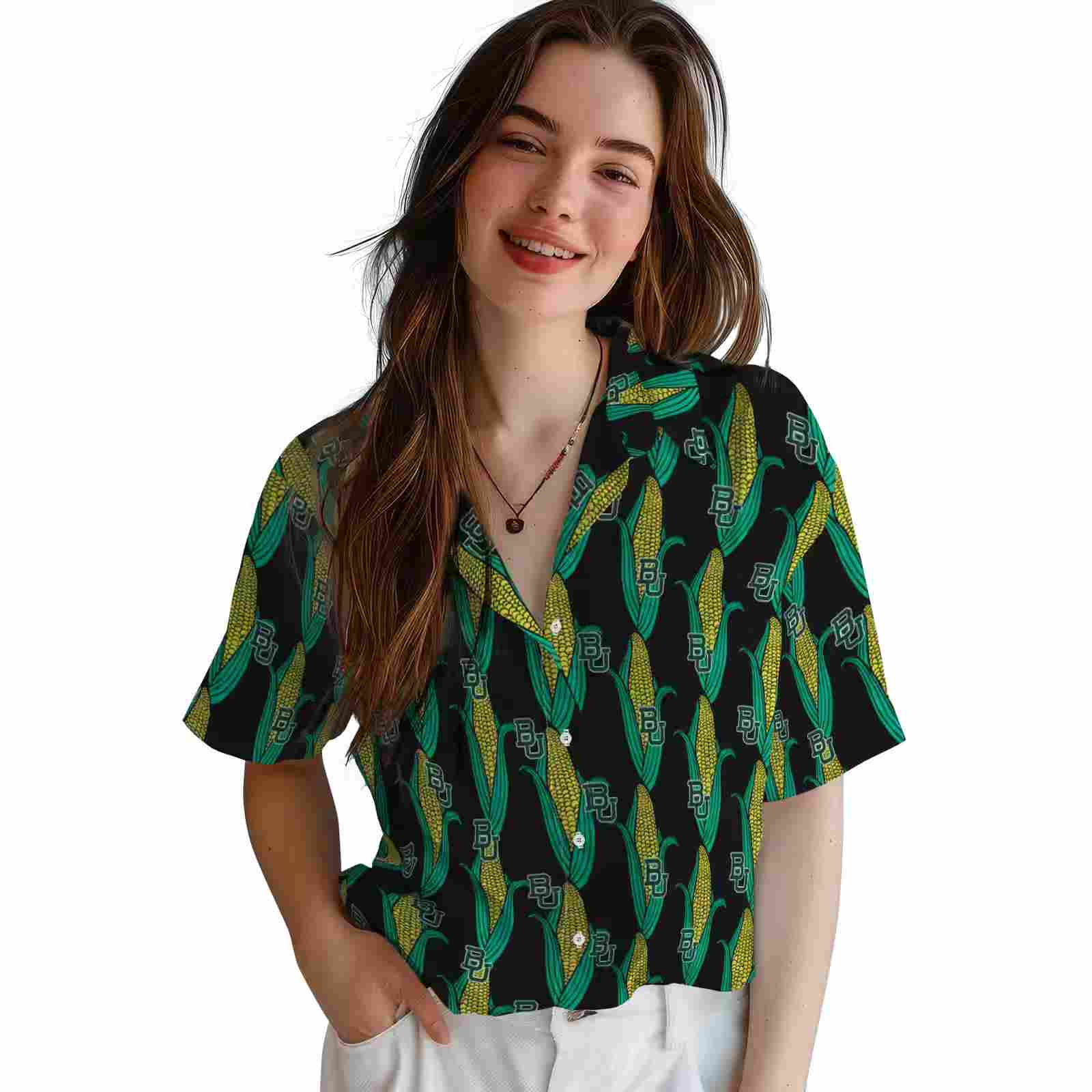 baylor bears corn motifs black green hawaiian shirt latest model