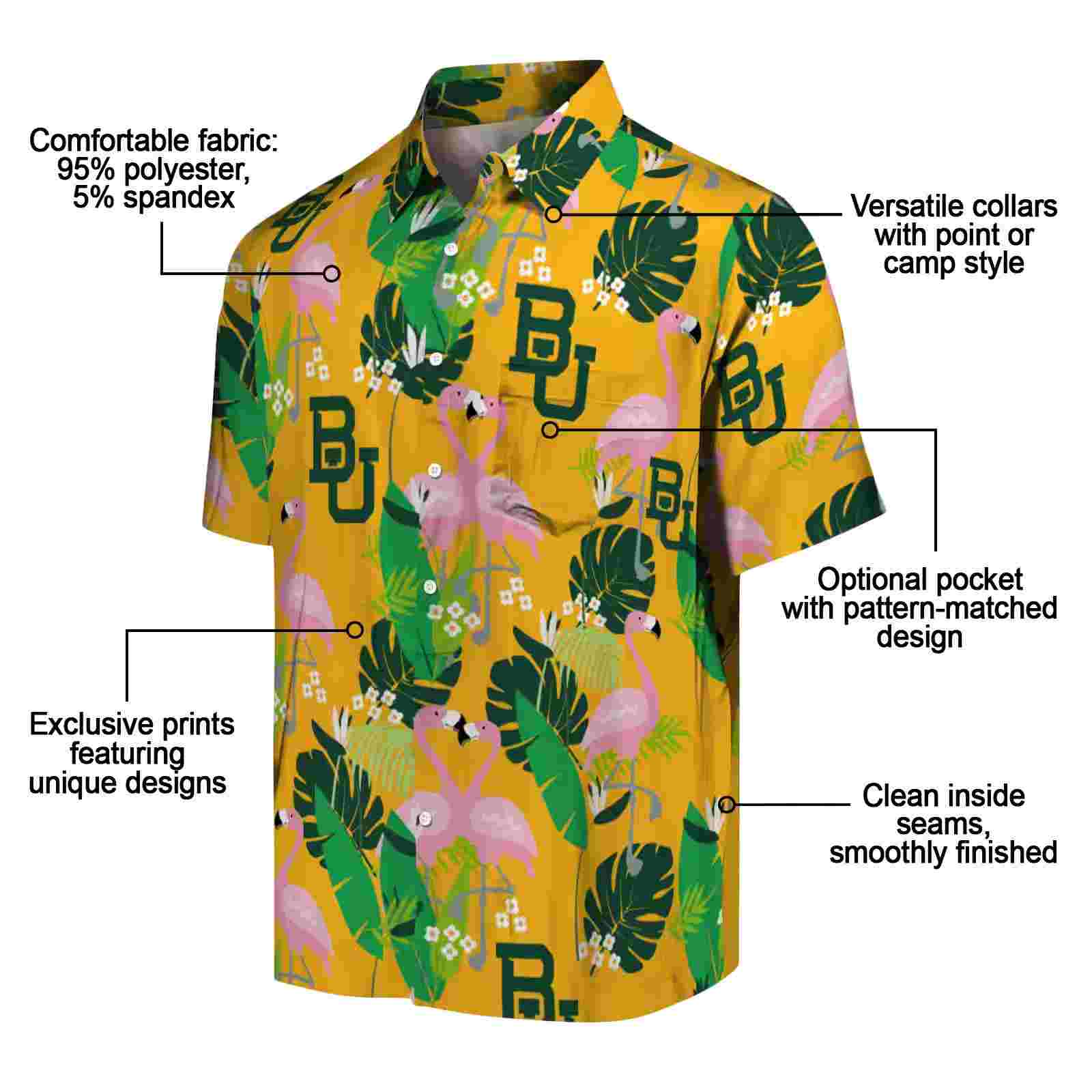 baylor bears flamingo foliage green hawaiian shirt new arrival