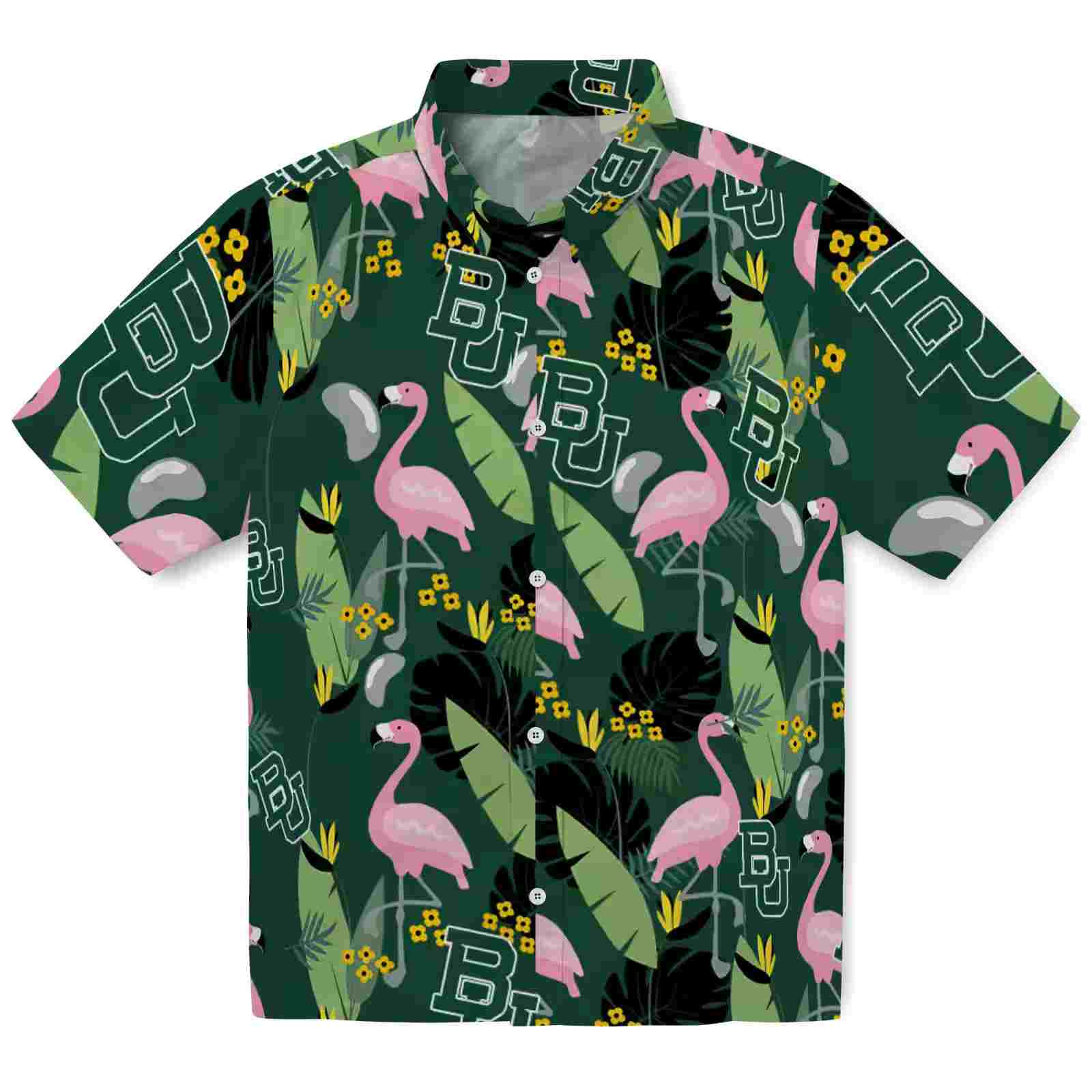 Baylor Bears Flamingo Leaves Green Hawaiian Shirt