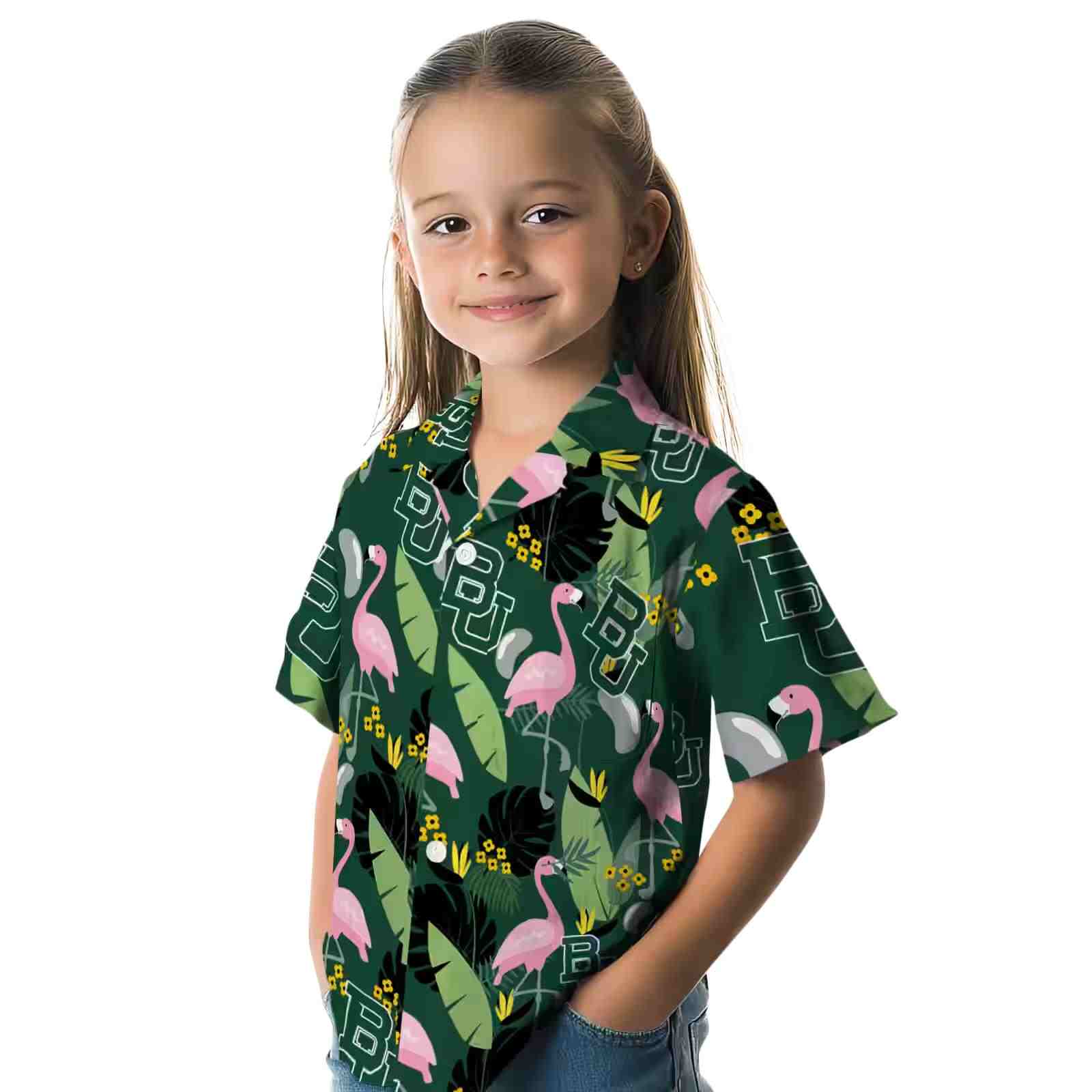 baylor bears flamingo leaves green hawaiian shirt premium grade