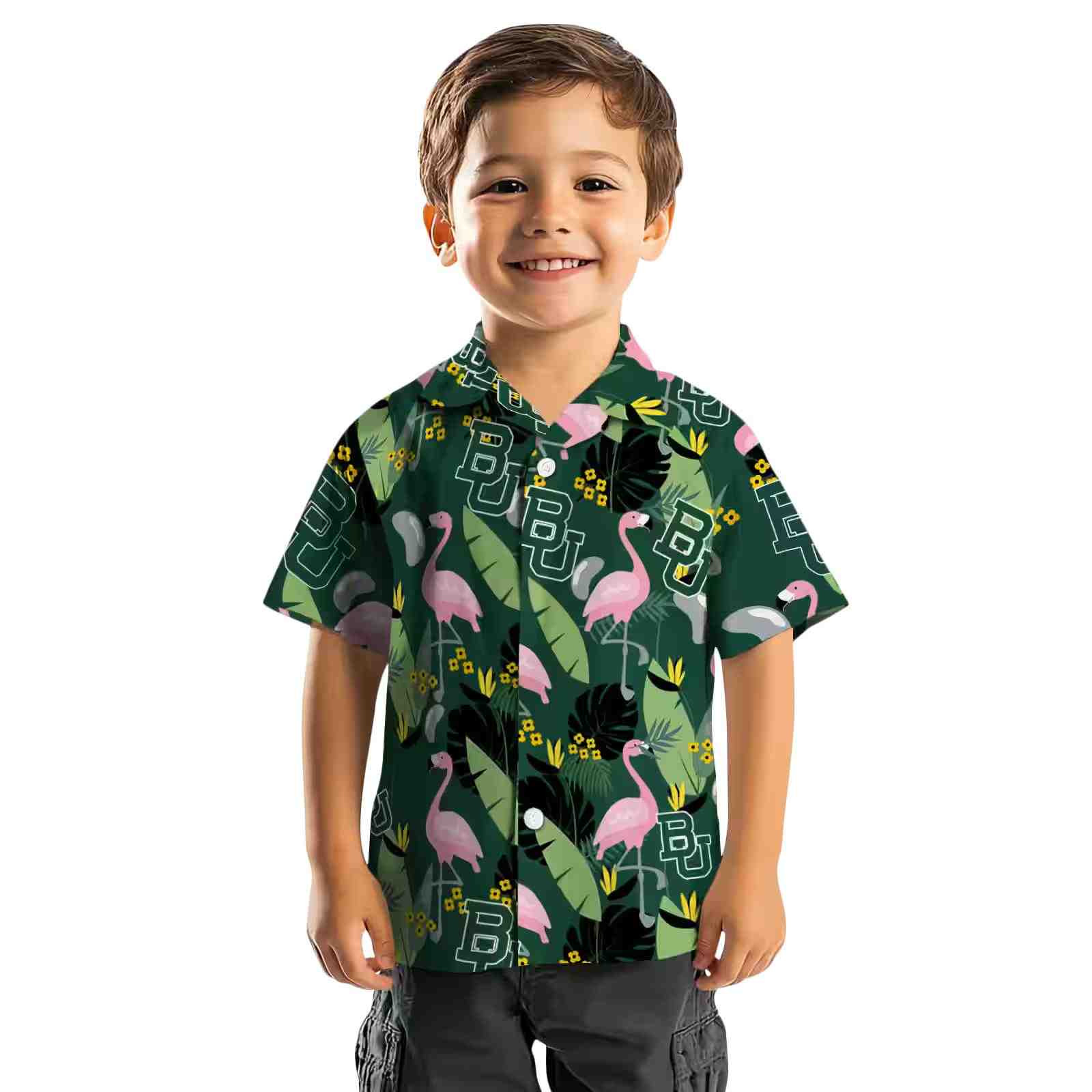 baylor bears flamingo leaves green hawaiian shirt top rated