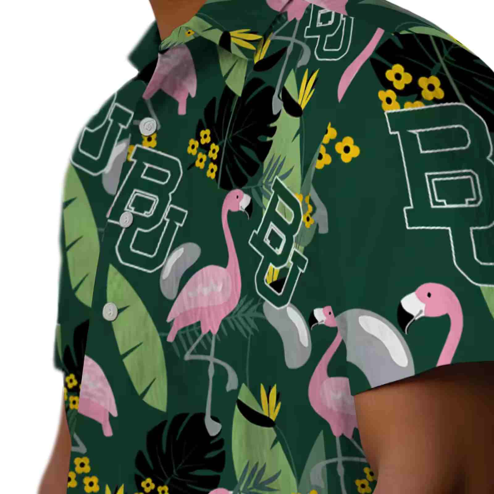 baylor bears flamingo leaves green hawaiian shirt trendy