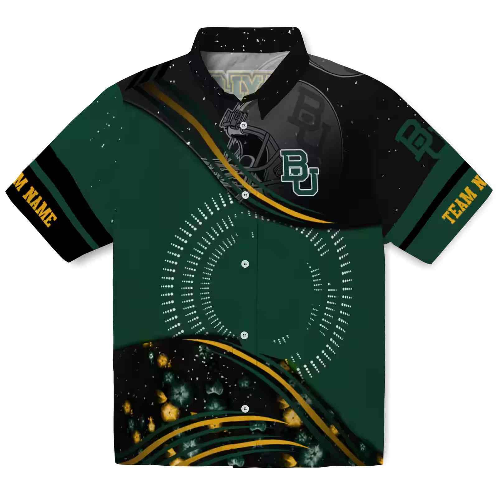 Baylor Bears Football Wave Green Black Hawaiian Shirt