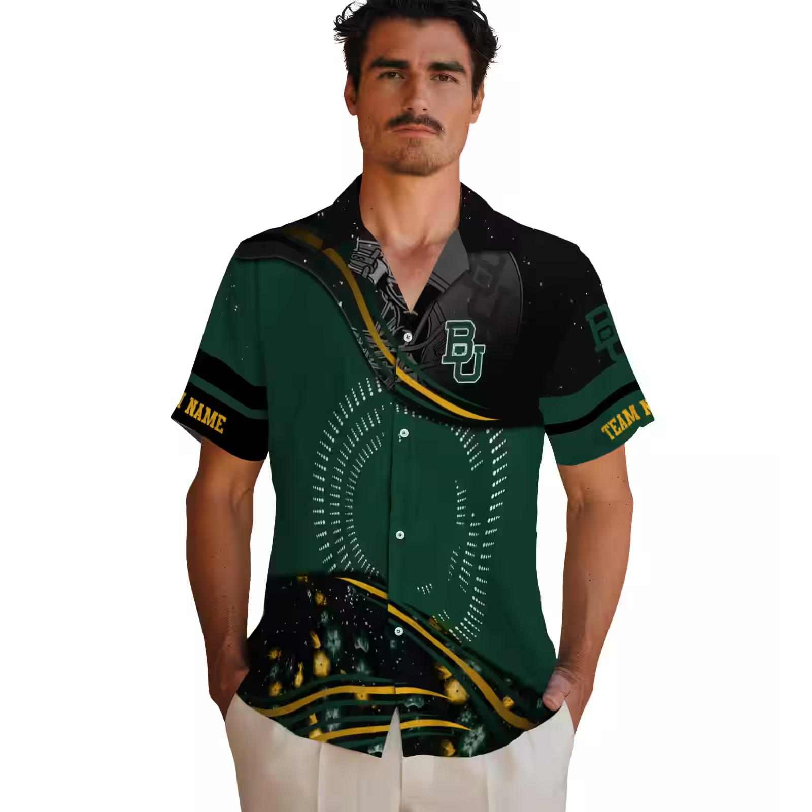 baylor bears football wave green black hawaiian shirt fashion forward