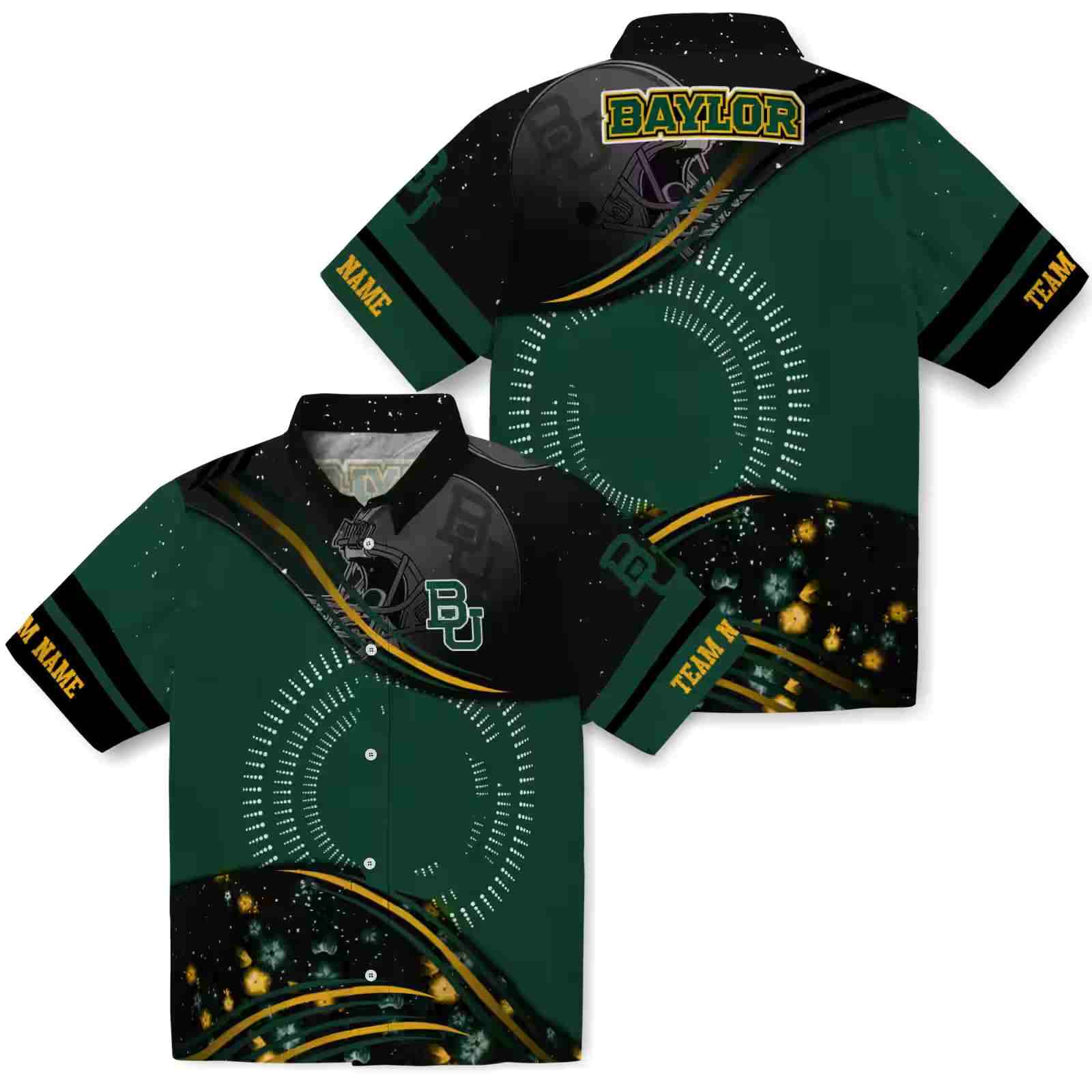 baylor bears football wave green black hawaiian shirt high quality