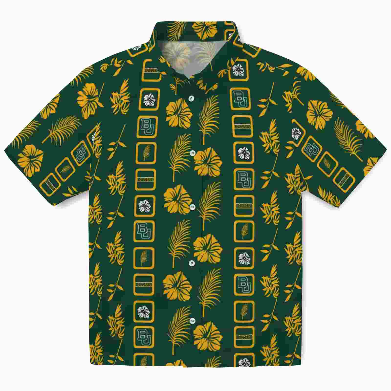 Baylor Bears Framed Floral Green Hawaiian Shirt