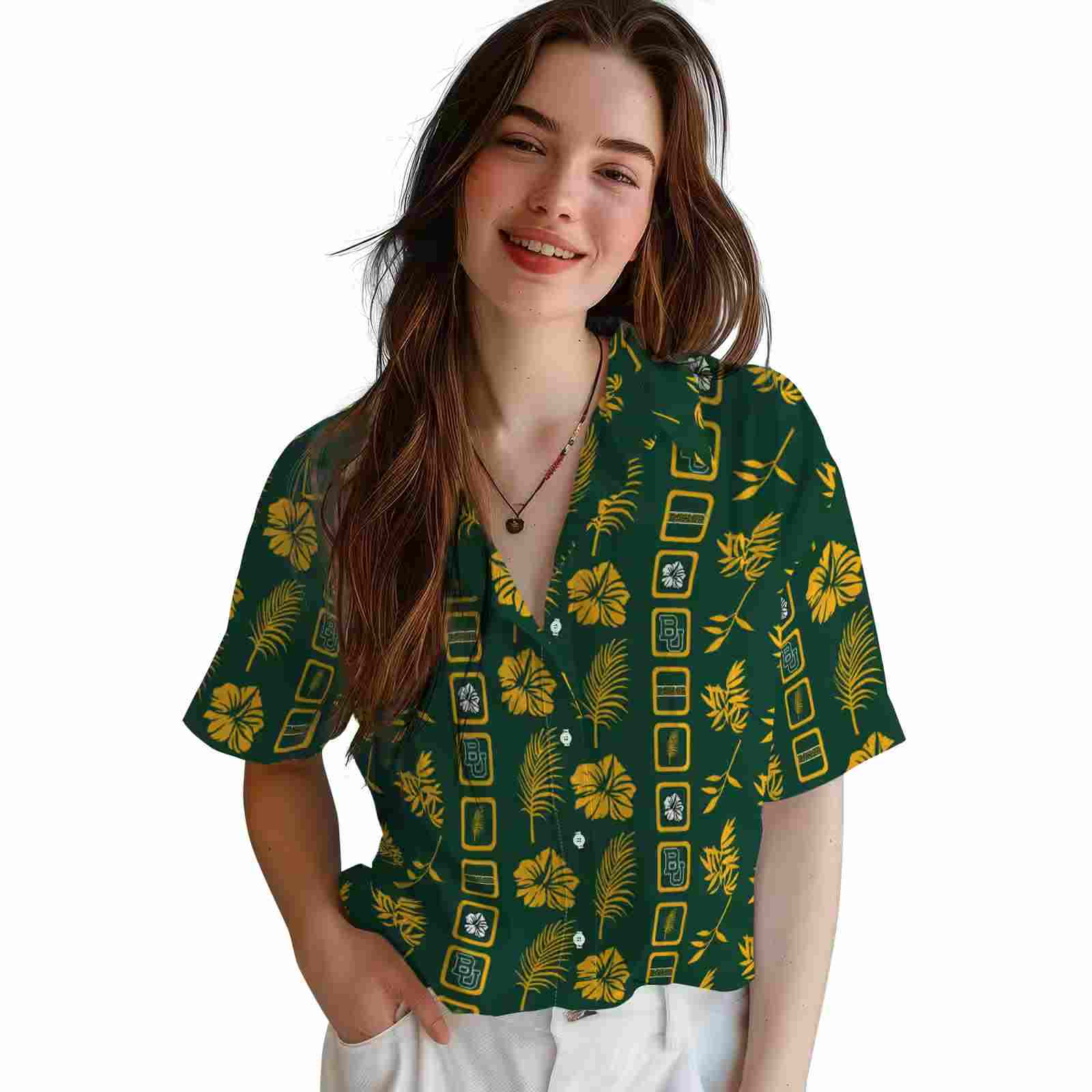 baylor bears framed floral green hawaiian shirt latest model